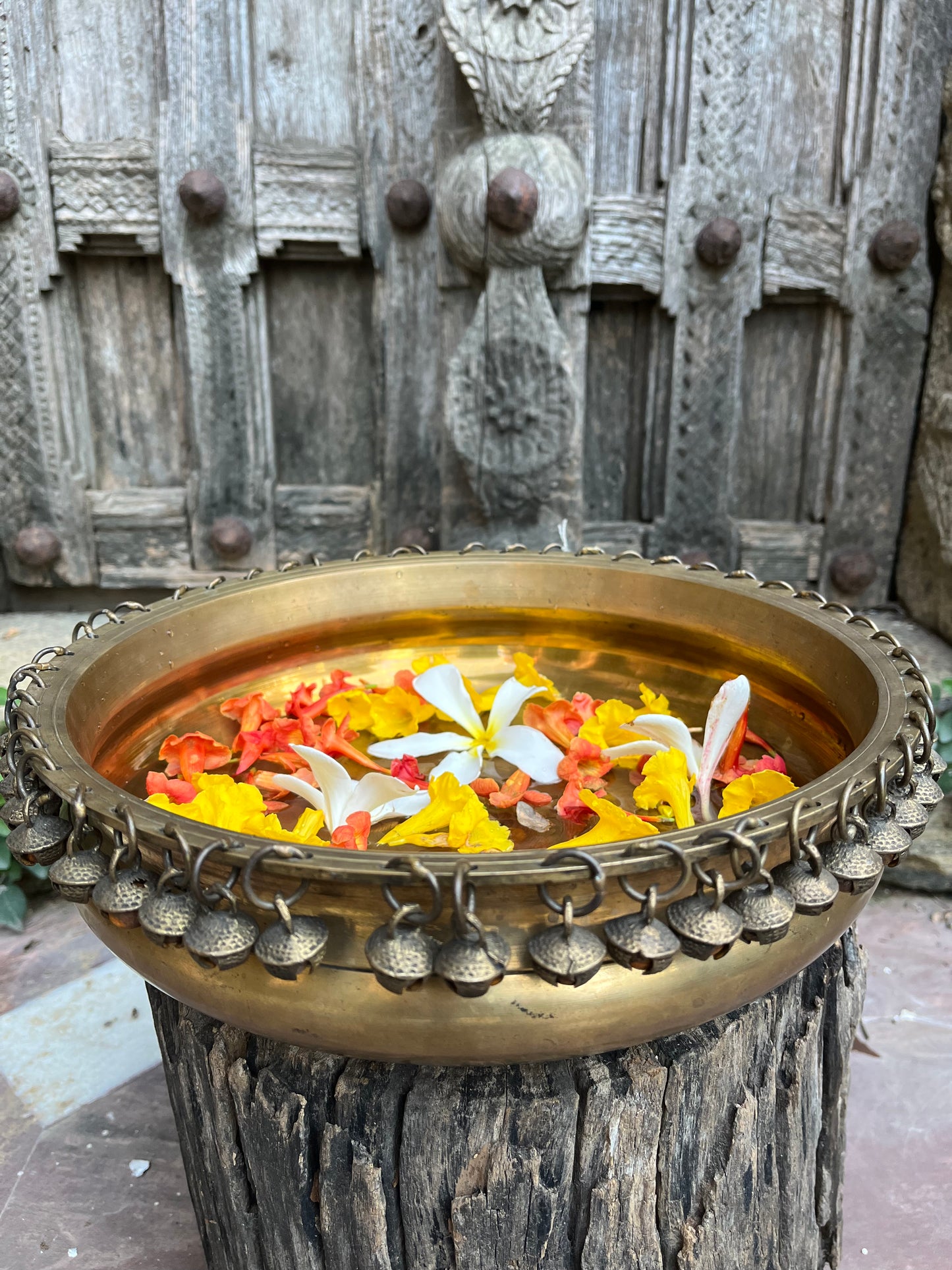 Pure Brass Ethnic Urli With Bells 12”