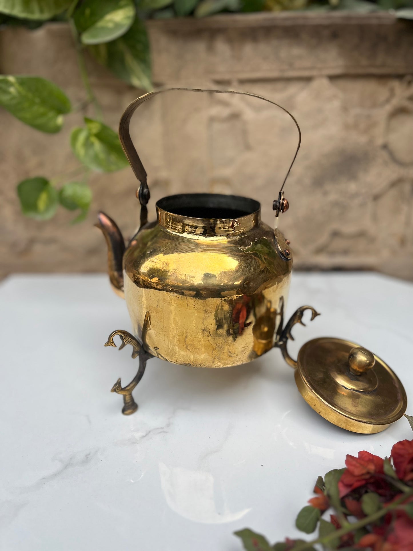 Brass Vintage Tea Kettle With Stand