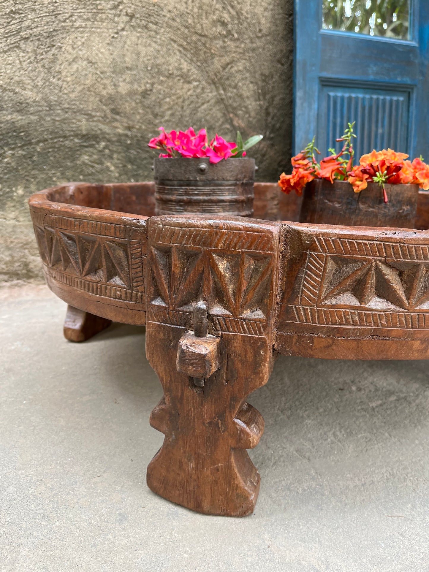 Old Wood Chakki Grinder