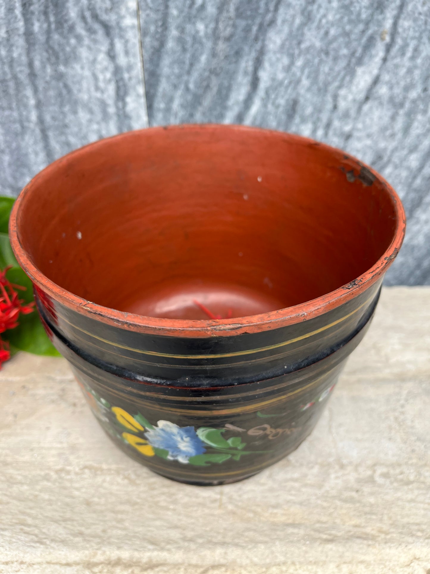 Vintage Lacquer Flower Pot
