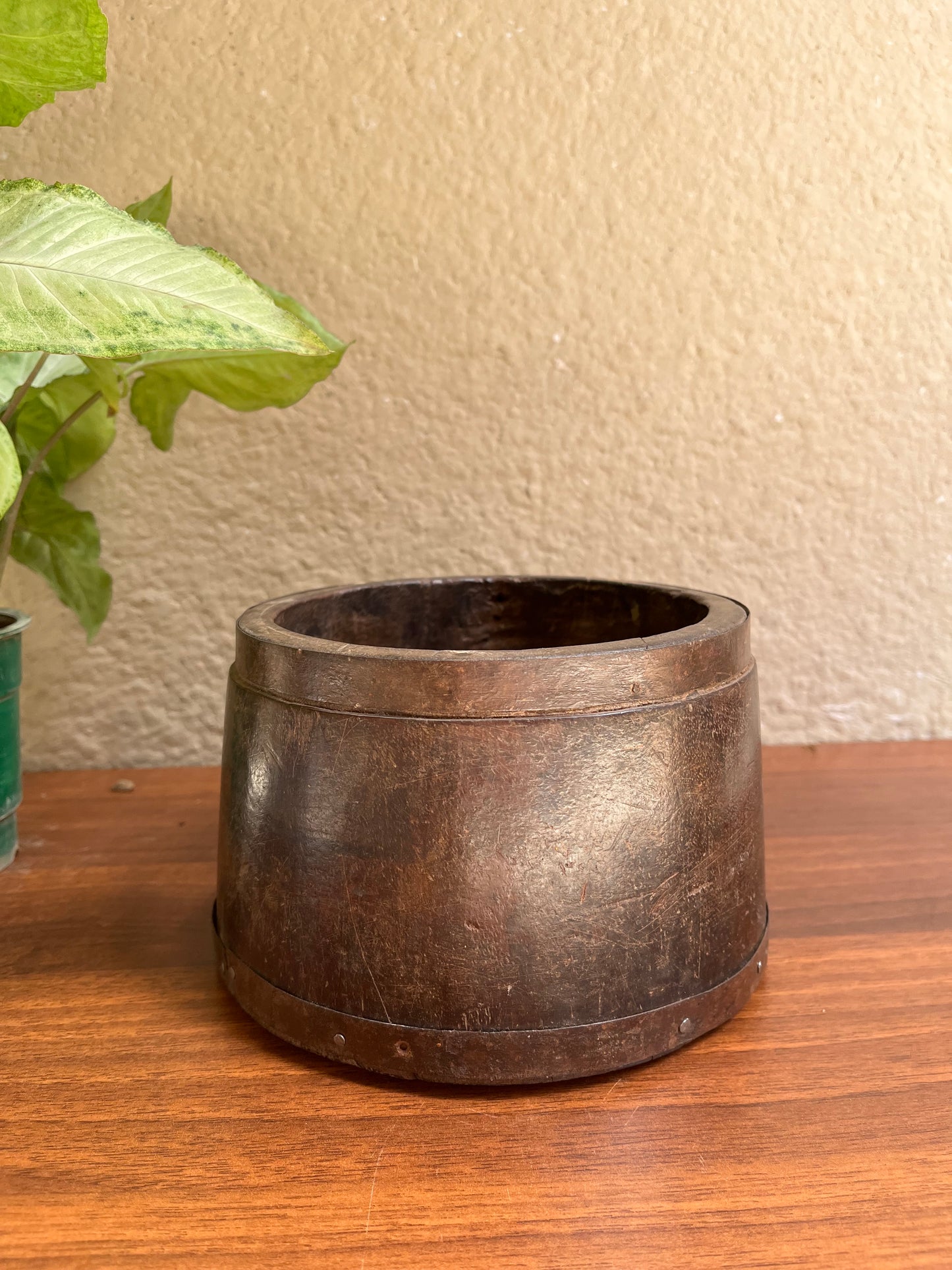 Vintage wood Rice Measure Flower Pot
