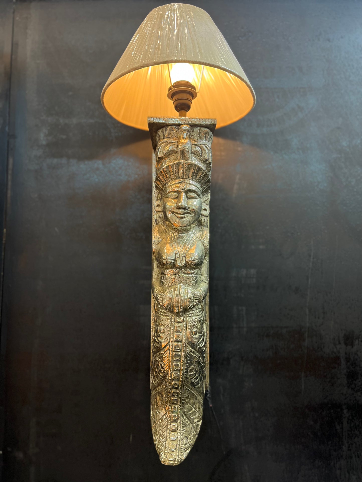 German Silver Old Angel Wall Lamp