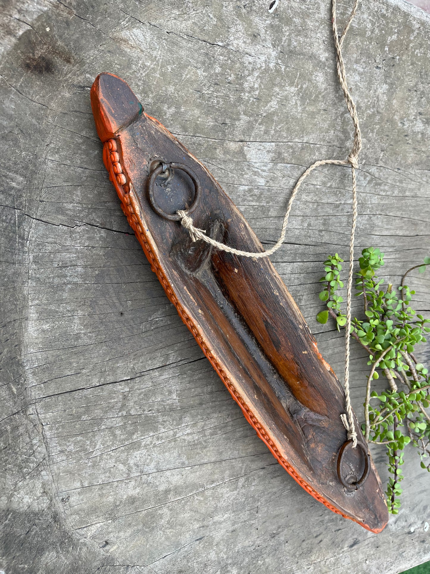 Wooden Boat Planter Terocotta work