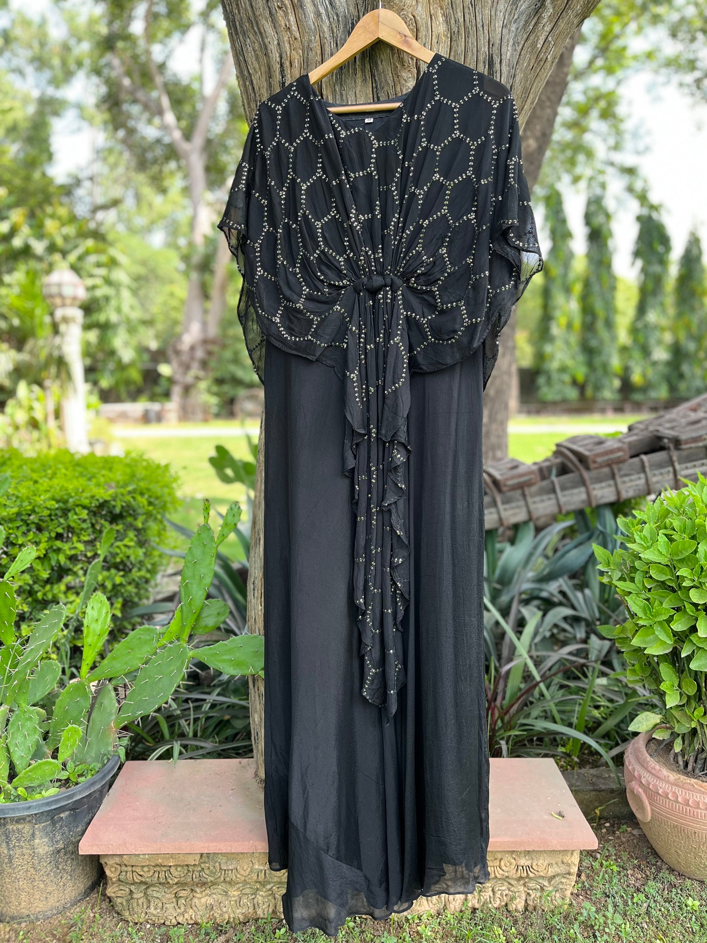 Pure Crepe Long Black Dress
