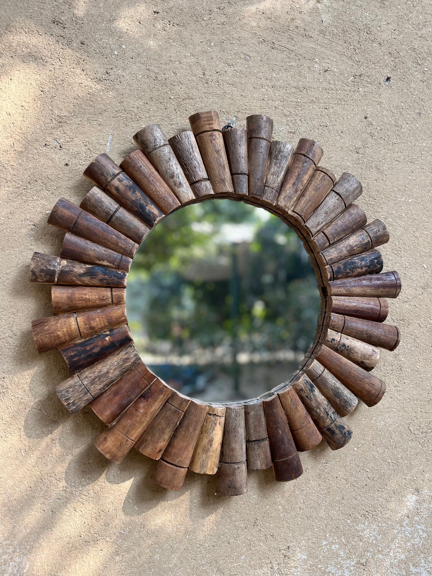 Wood Round Rustic Mirror