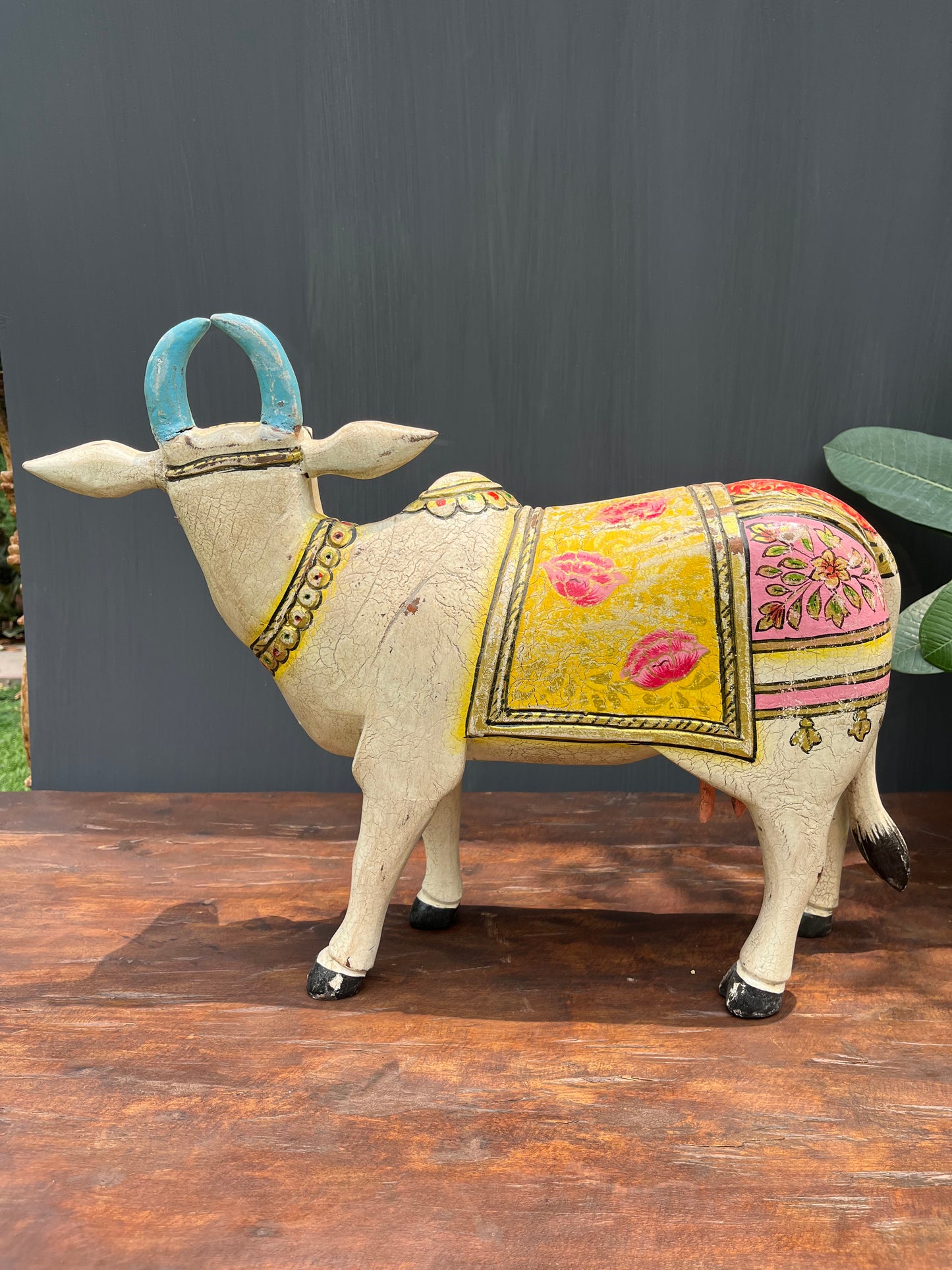 Wood Hand Painted Cow