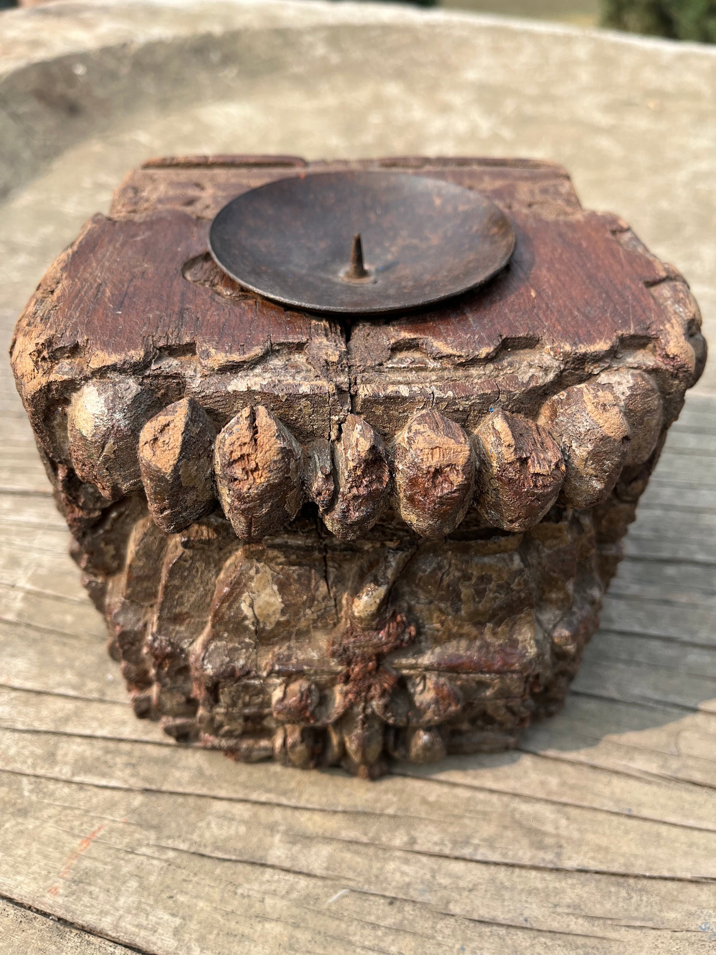 Old wood Candle Holder