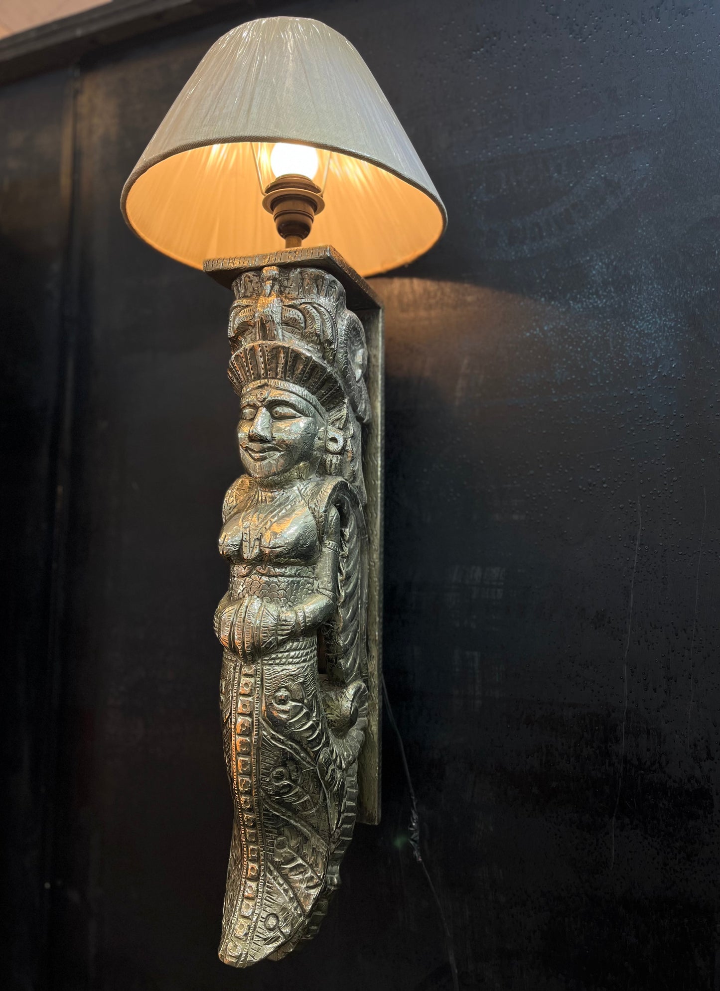 German Silver Old Angel Wall Lamp