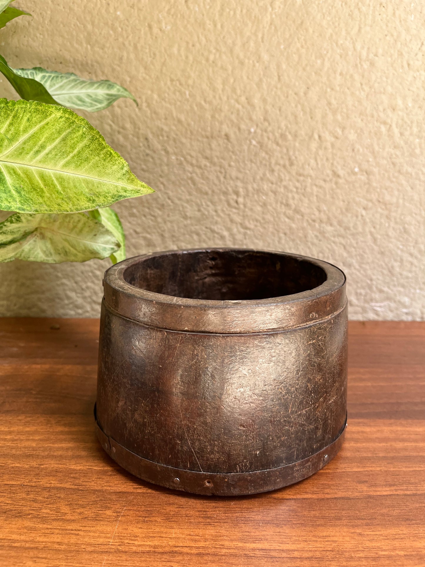 Vintage wood Rice Measure Flower Pot