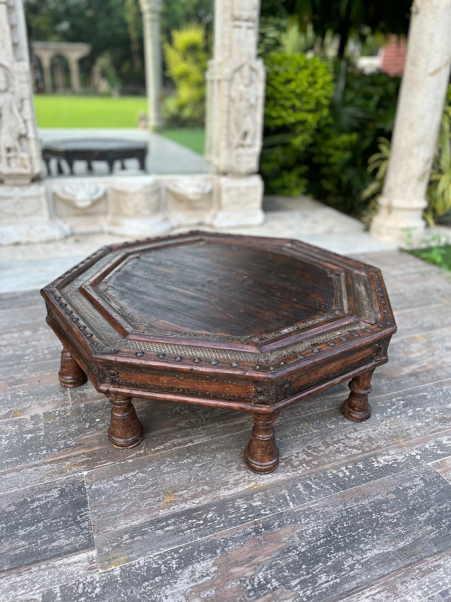 Vintage Wooden Octangular Chowki
