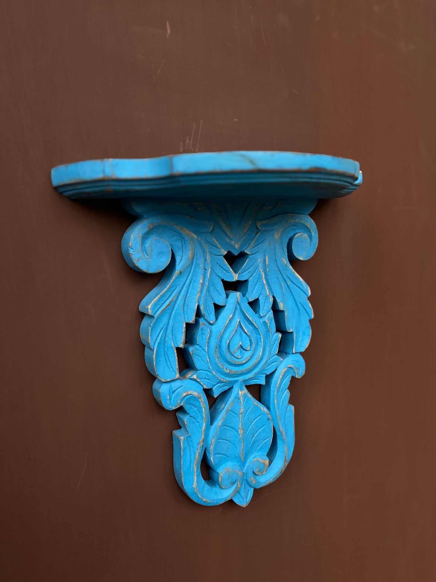 Wooden Blue wall Shelf