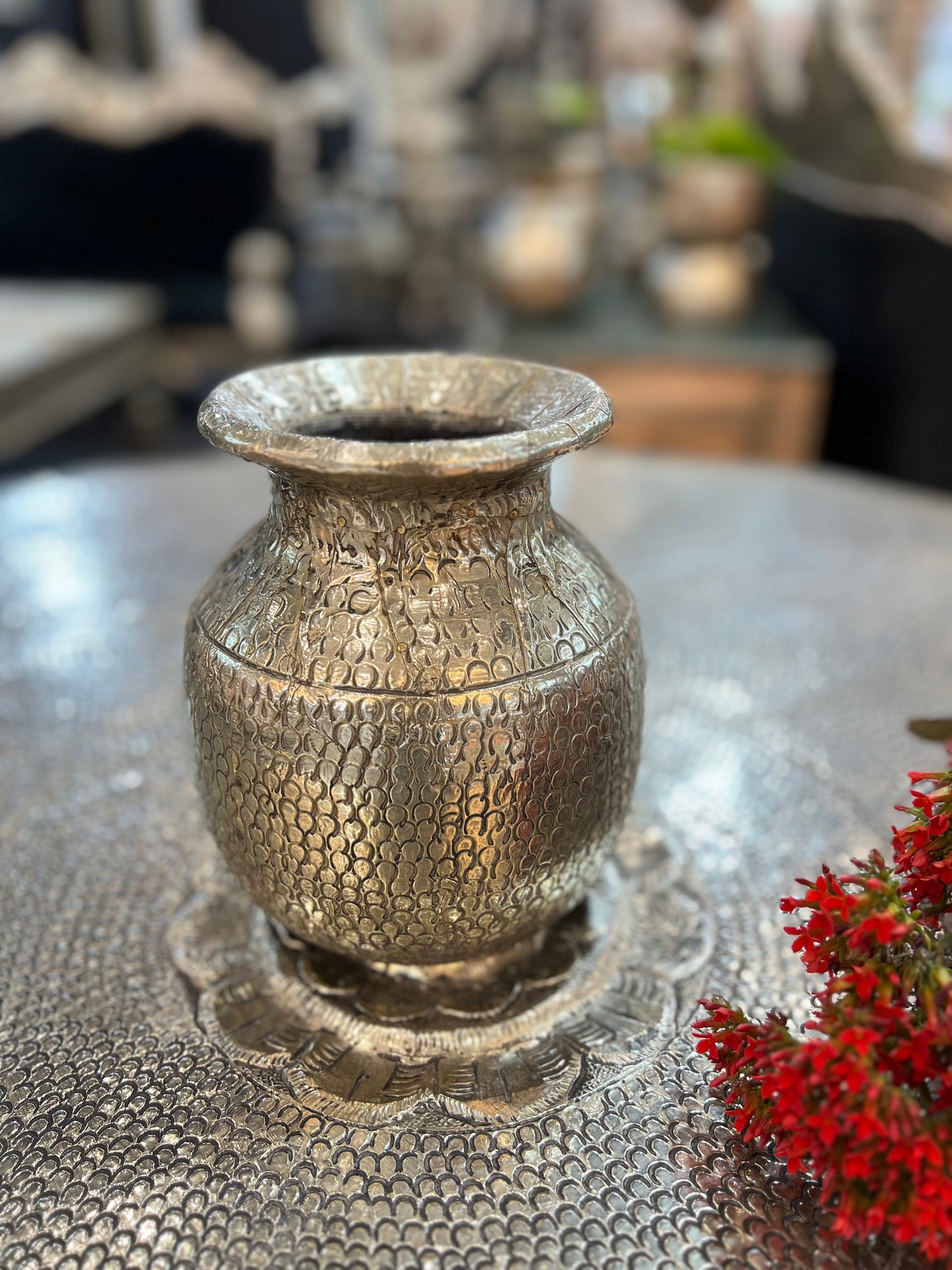 Vintage Wood Metal Elegant Matka Pot