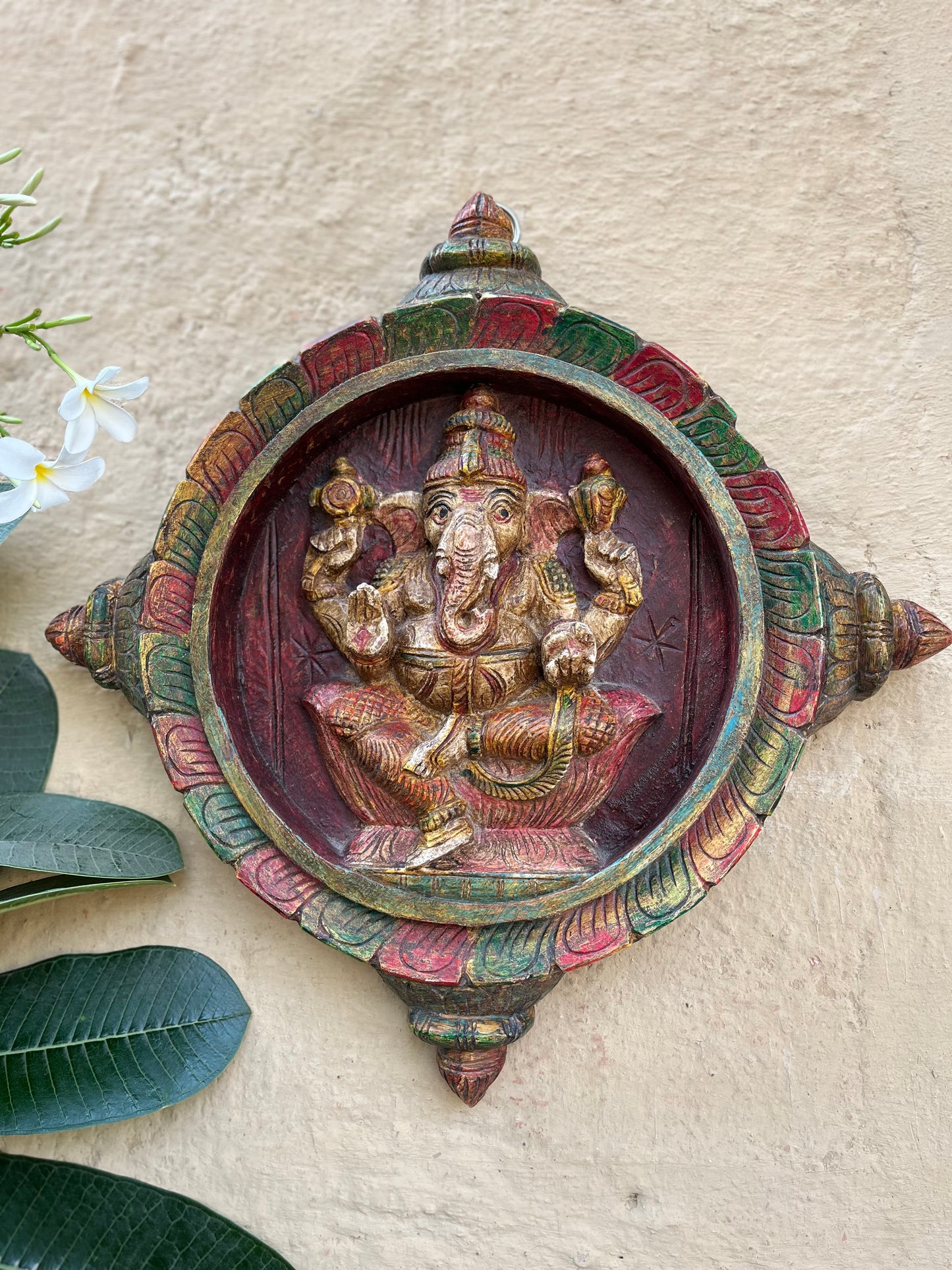 Hand Painted Ganesha Wall Panel