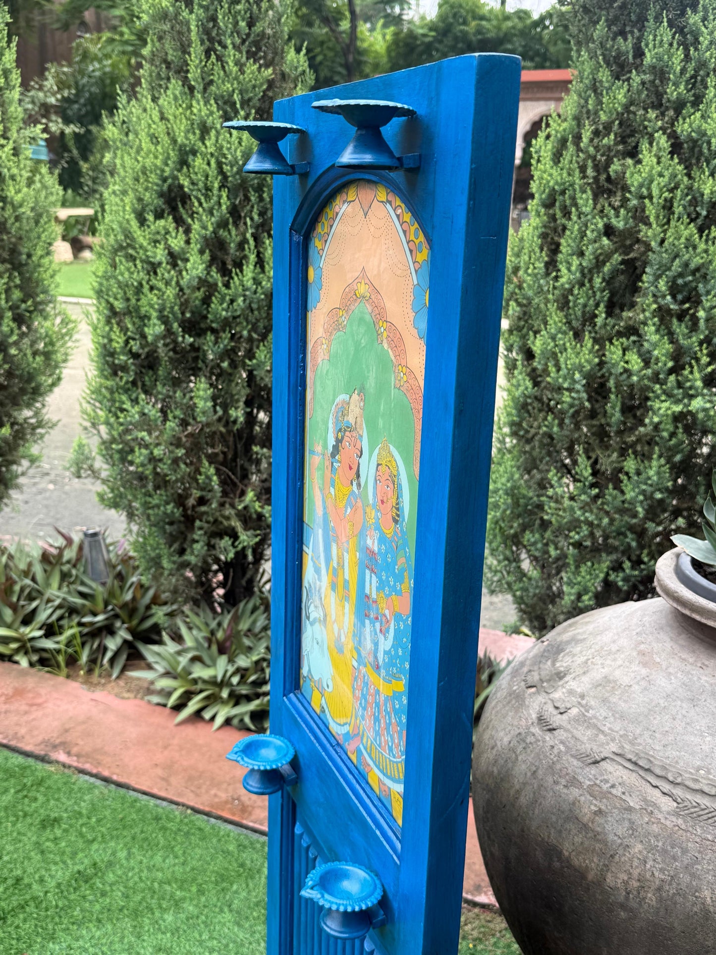 Decorative Krishna Painting Candle Stand 