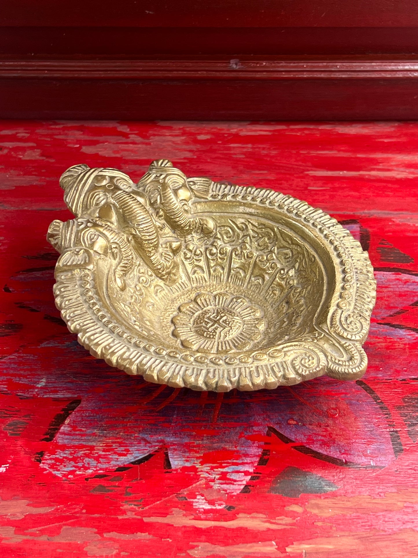 Brass Divine Tortoise Carved Diya