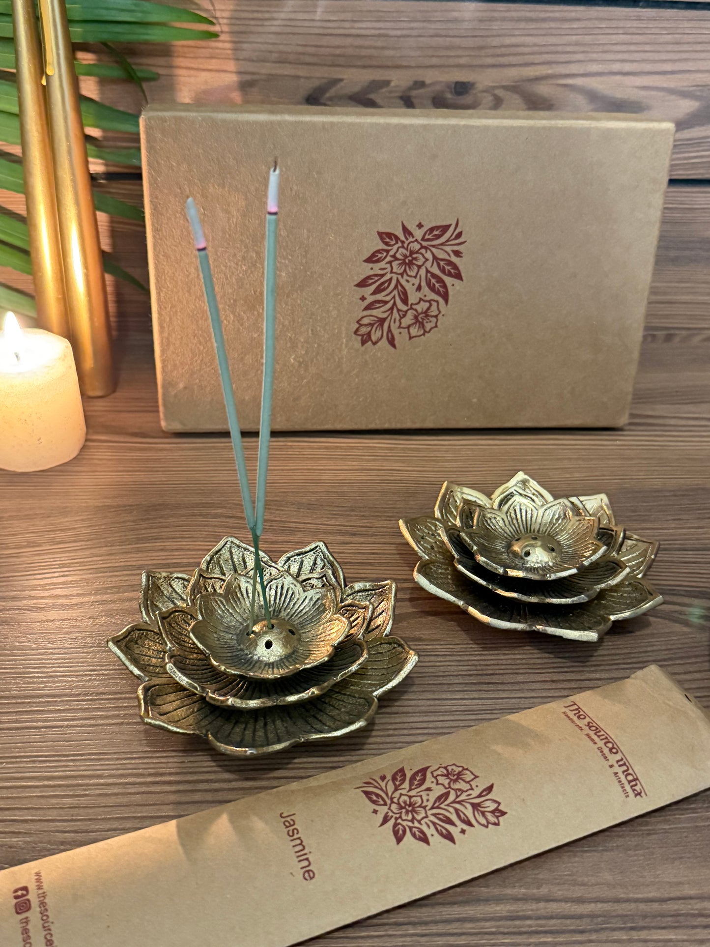 Metal Flower Incense Stand Set Of 2