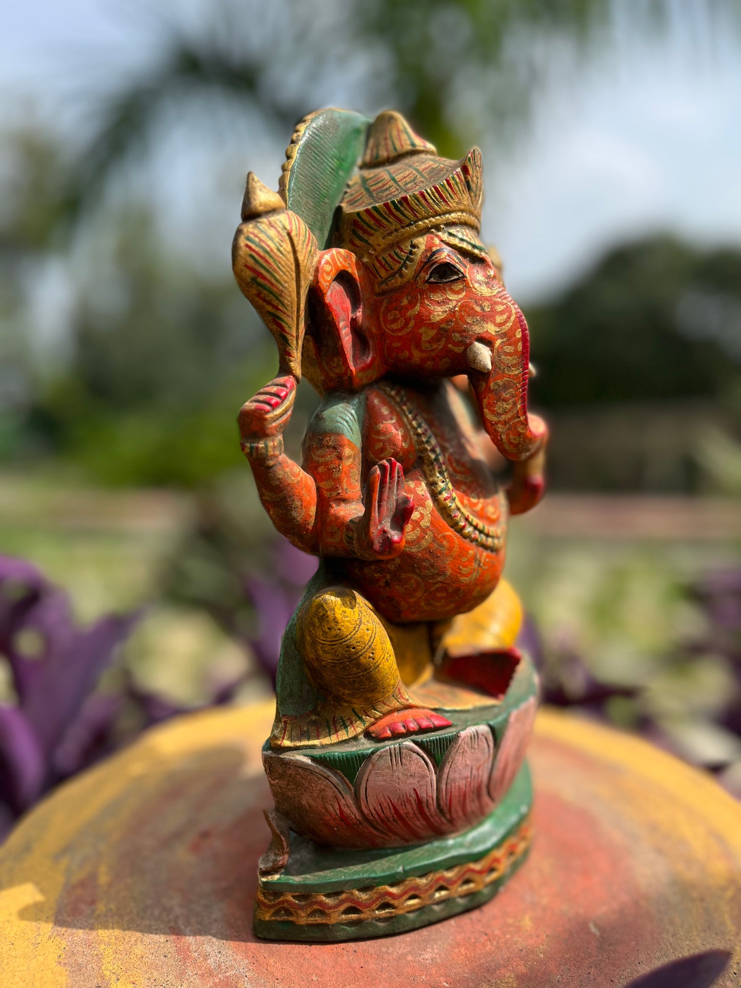 Wooden Painted Divine Ganesha