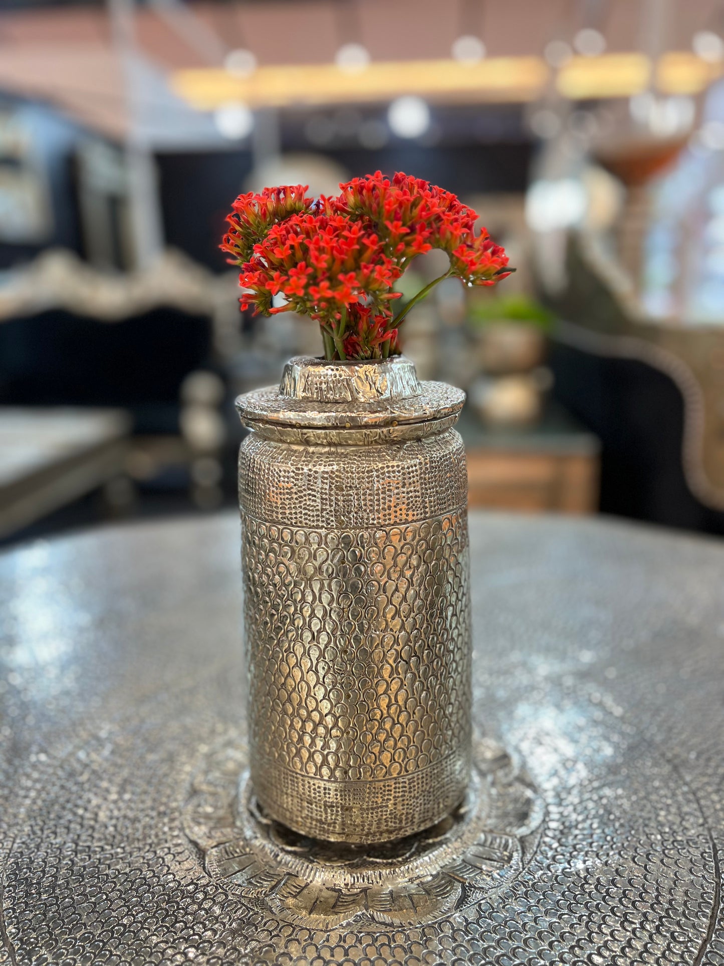 Wood Old German Silver Flower Pot