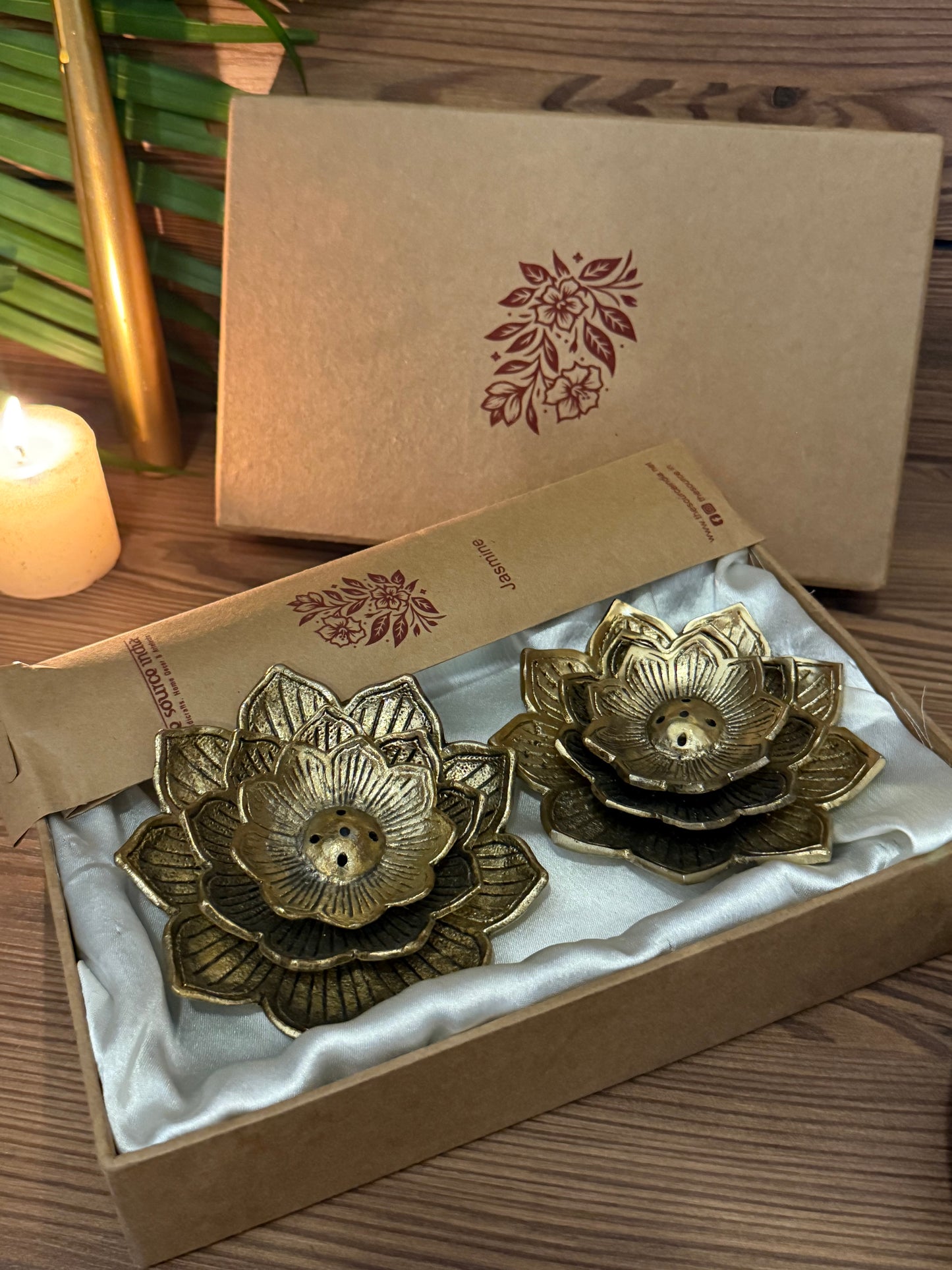 Metal Flower Incense Stand Set Of 2