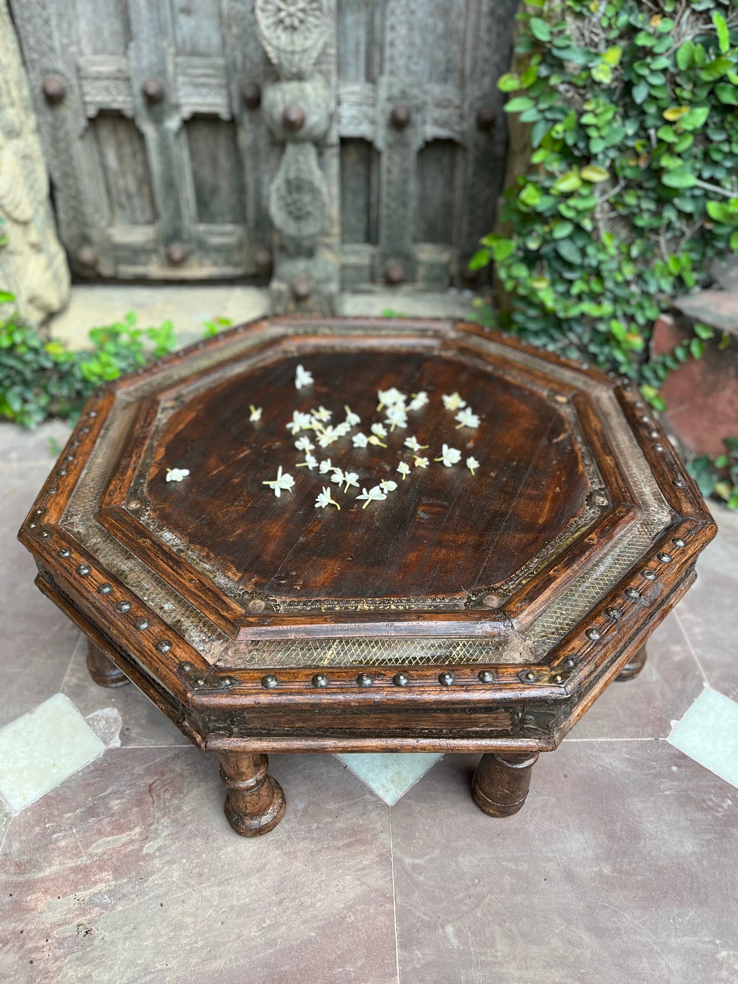 Vintage Wooden Octangular Chowki