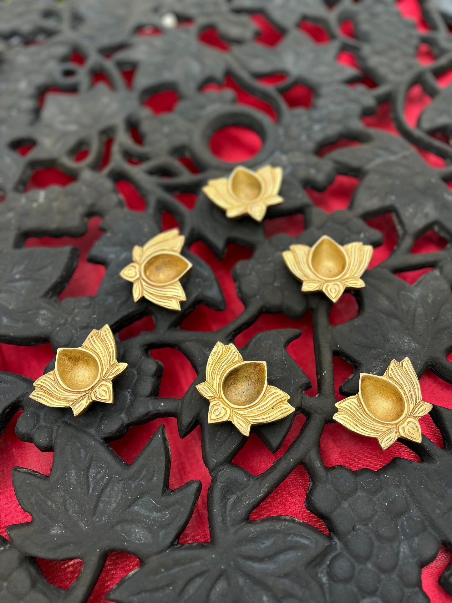 Brass Lotus Flower shape Diya (6 Pc)