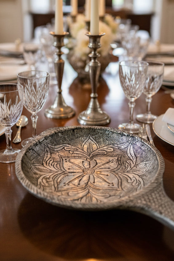 German Silver Carved Platter