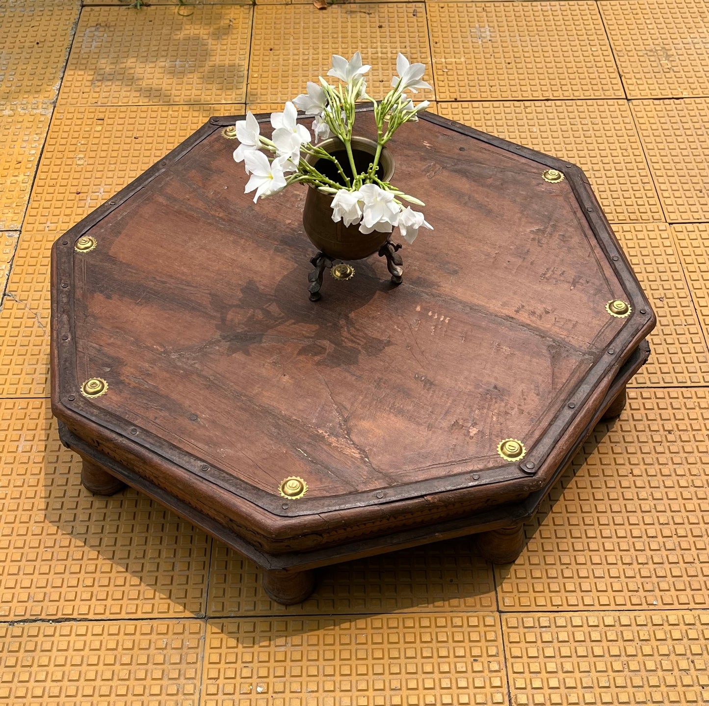 Vintage Wood Octangular Chowki
