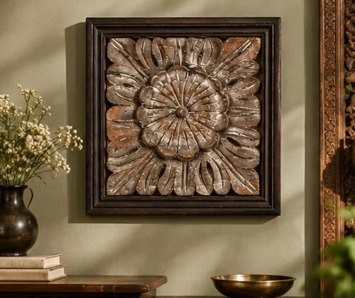 Hand Carved Flower Frame