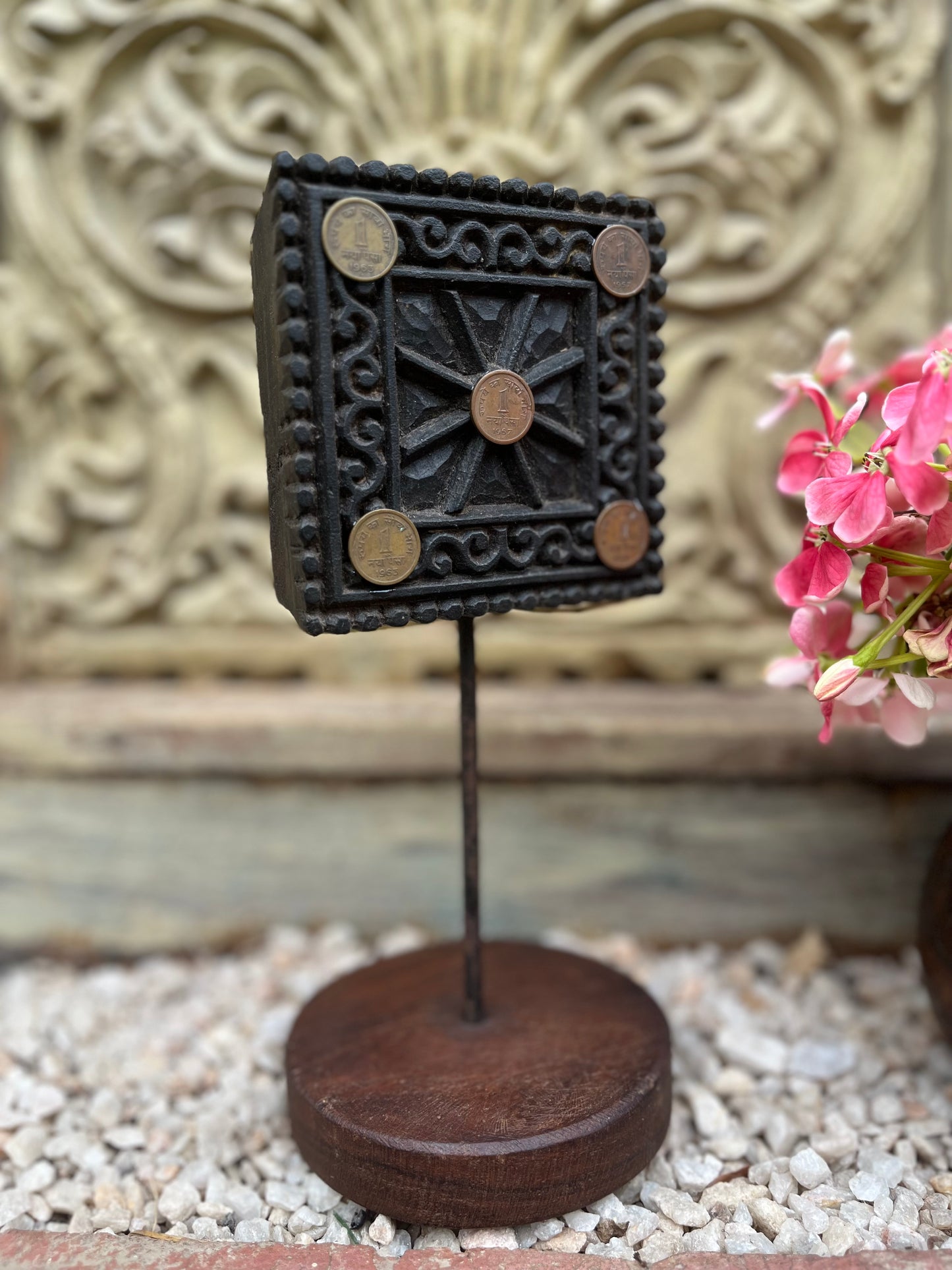 Wood Old Block Print Stand