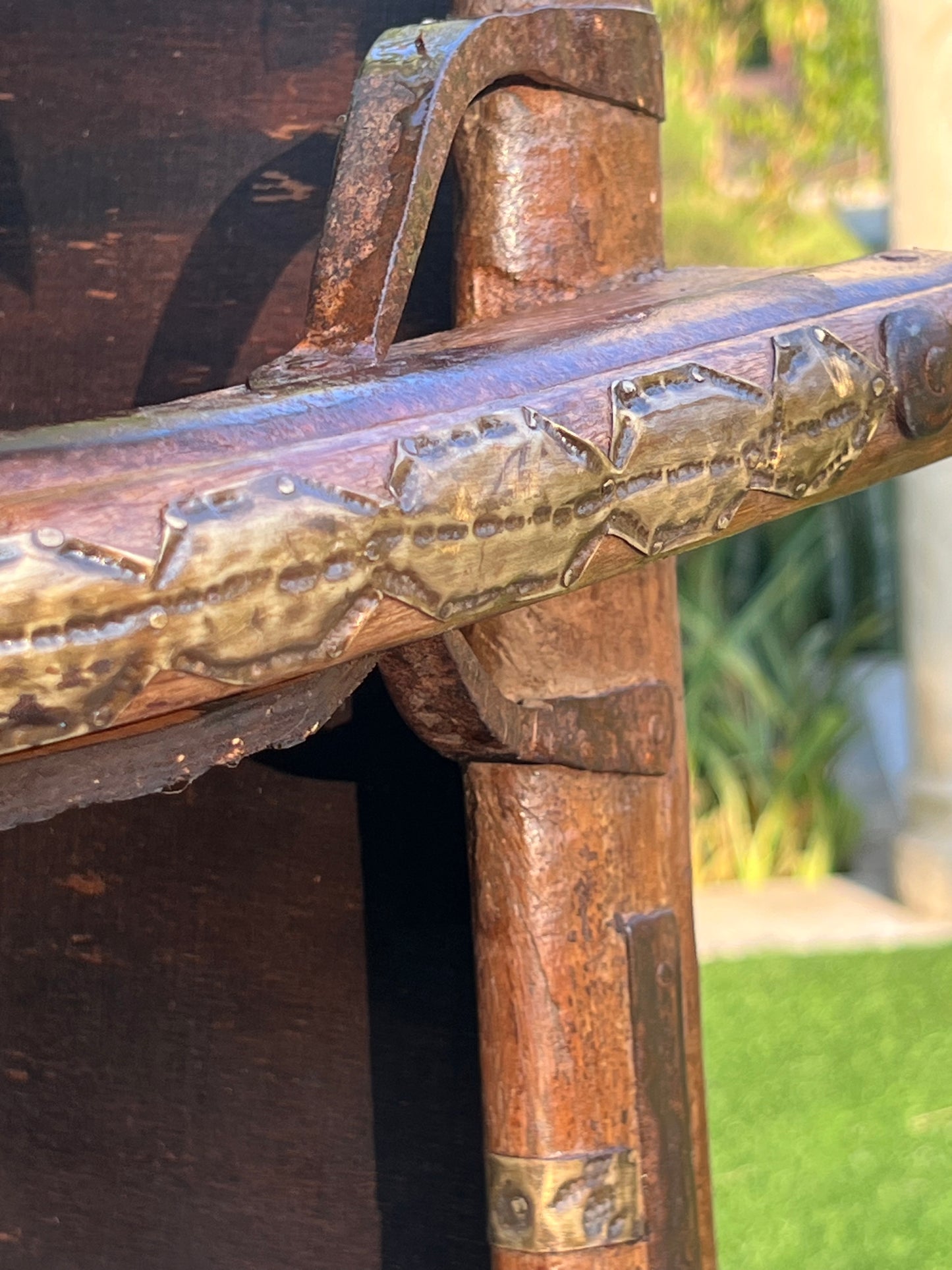 Vintage Camel Seat Wood Standing Plant Shelf