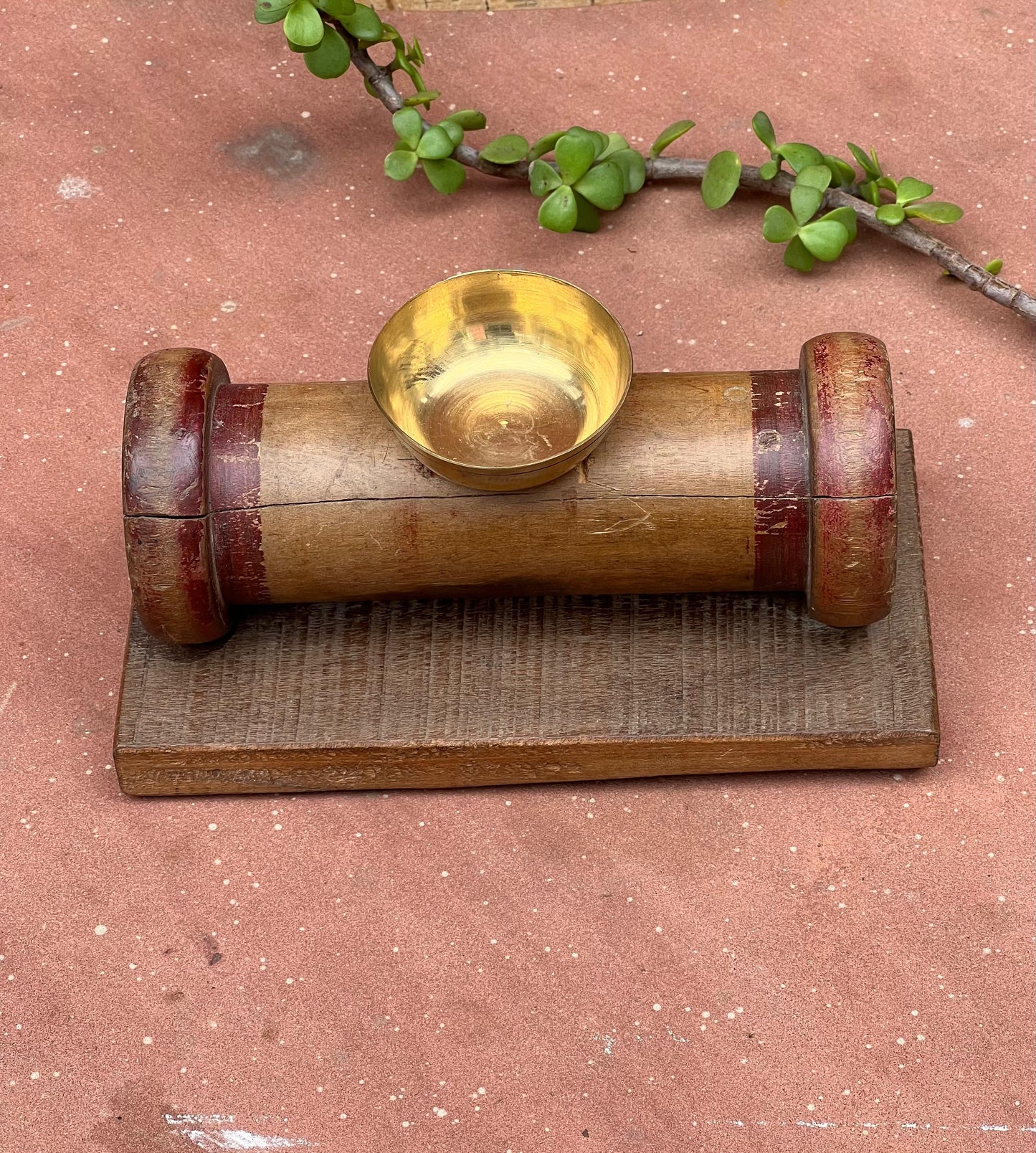 Wooden Brass Diya Holder