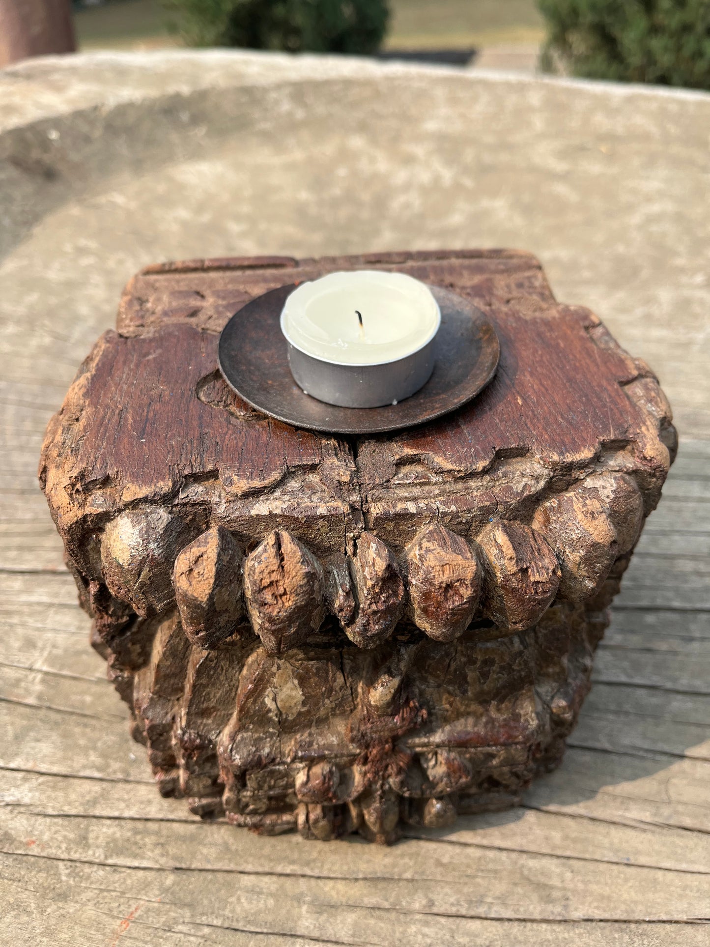 Old wood Candle Holder