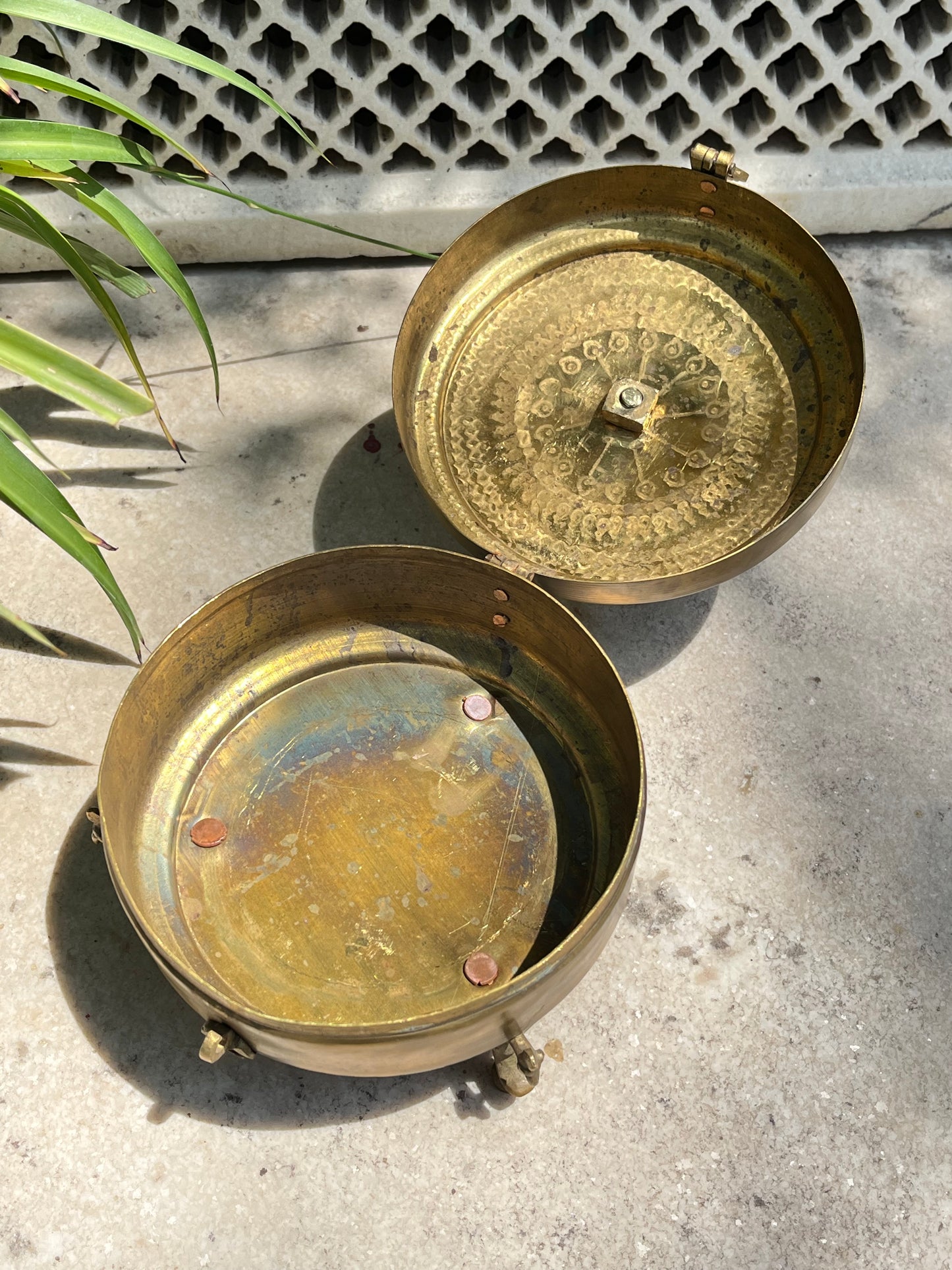 Vintage Brass Box Peacock Stand