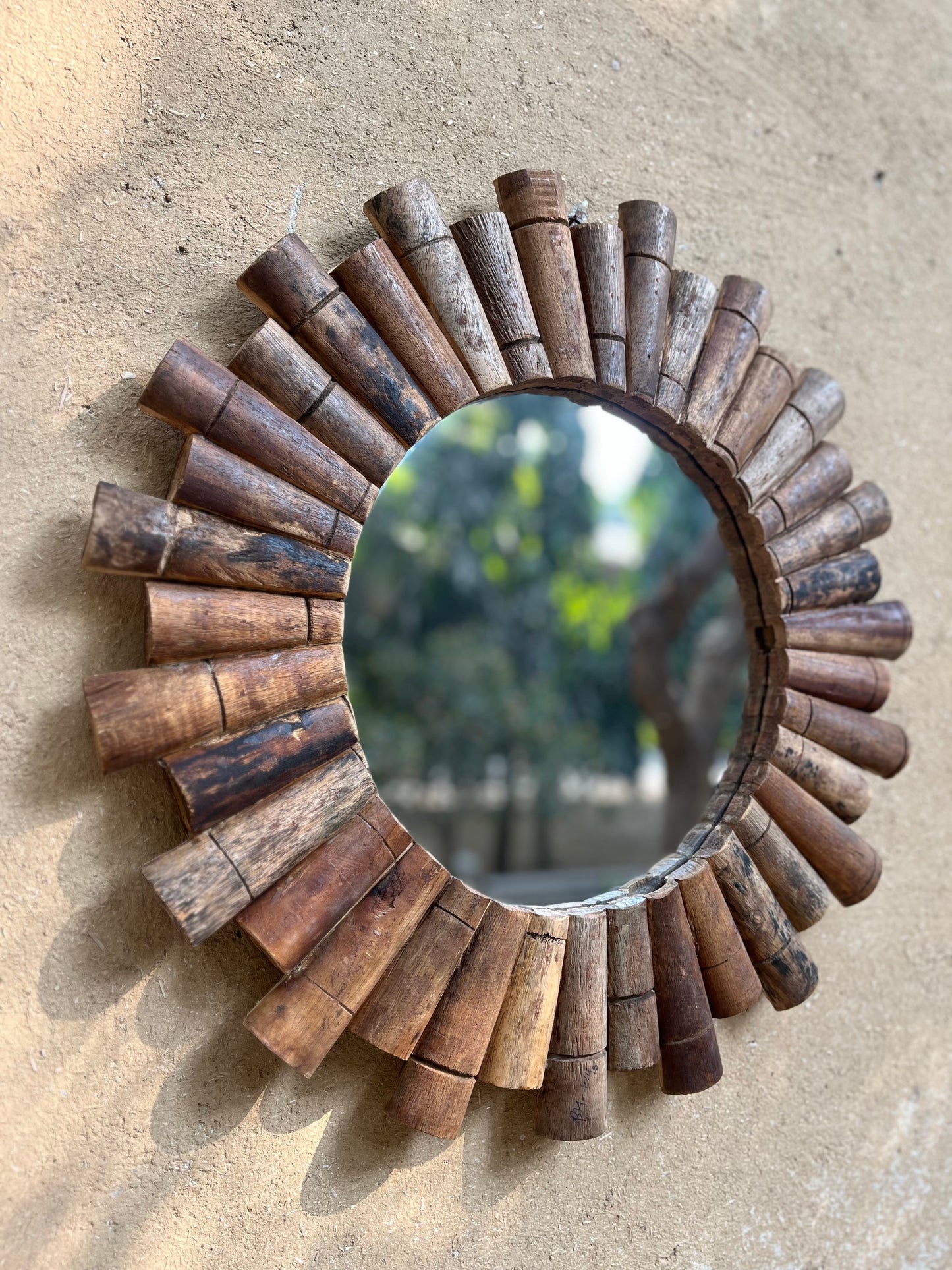 Wood Round Rustic Mirror