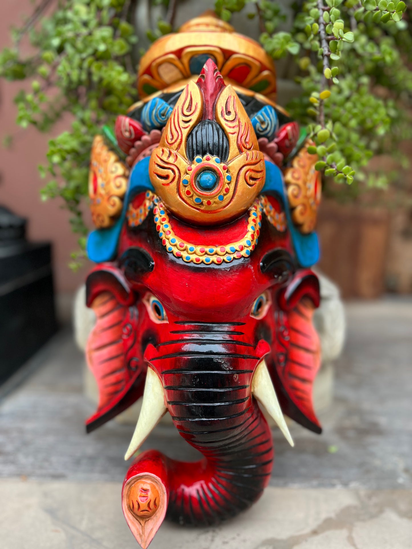 Painted Divine Ganesha Wall Mask