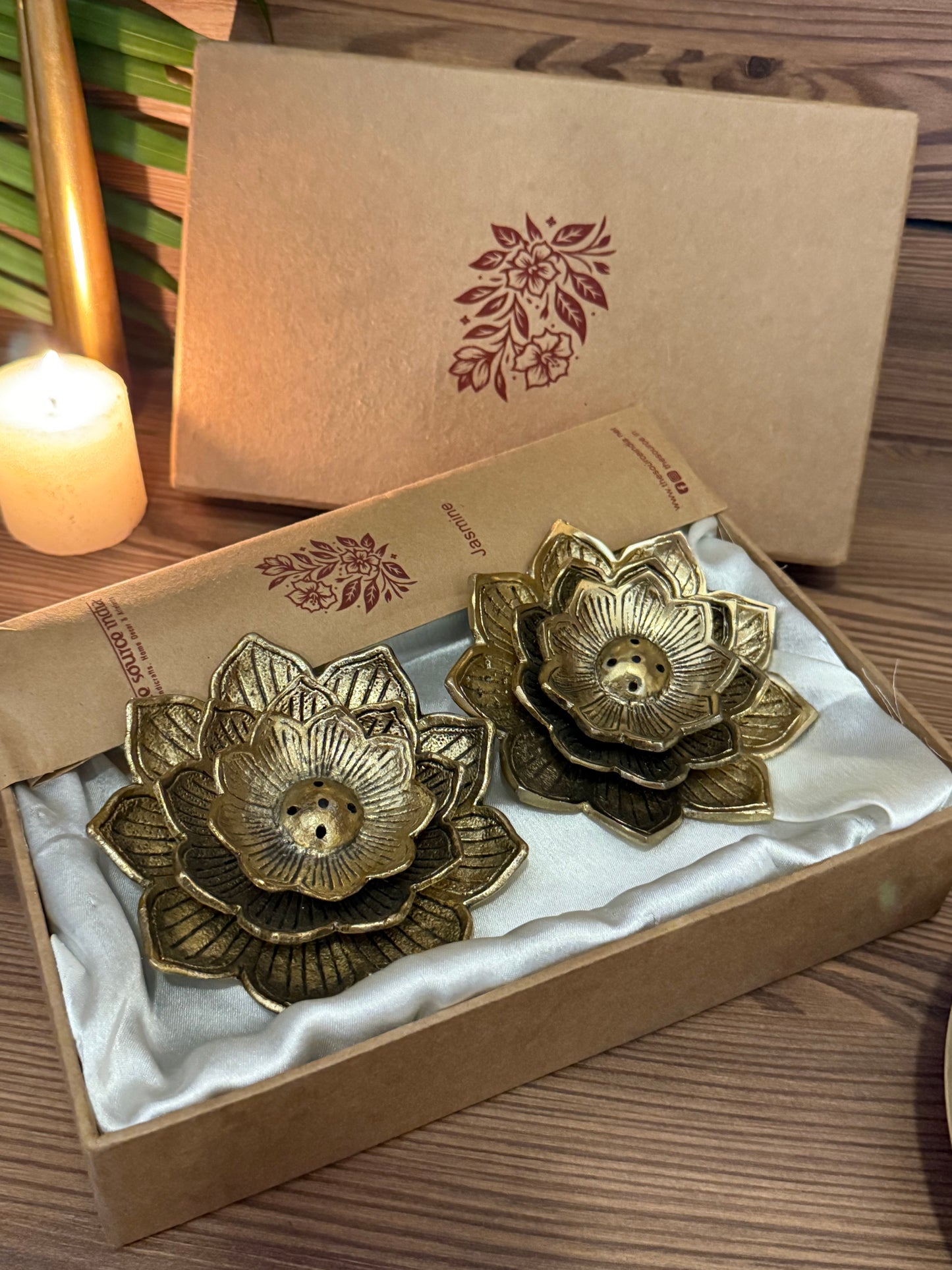 Metal Flower Incense Stand Set Of 2