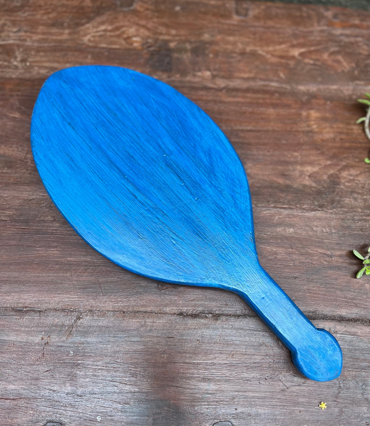 Wood Vintage Blue platter Plate