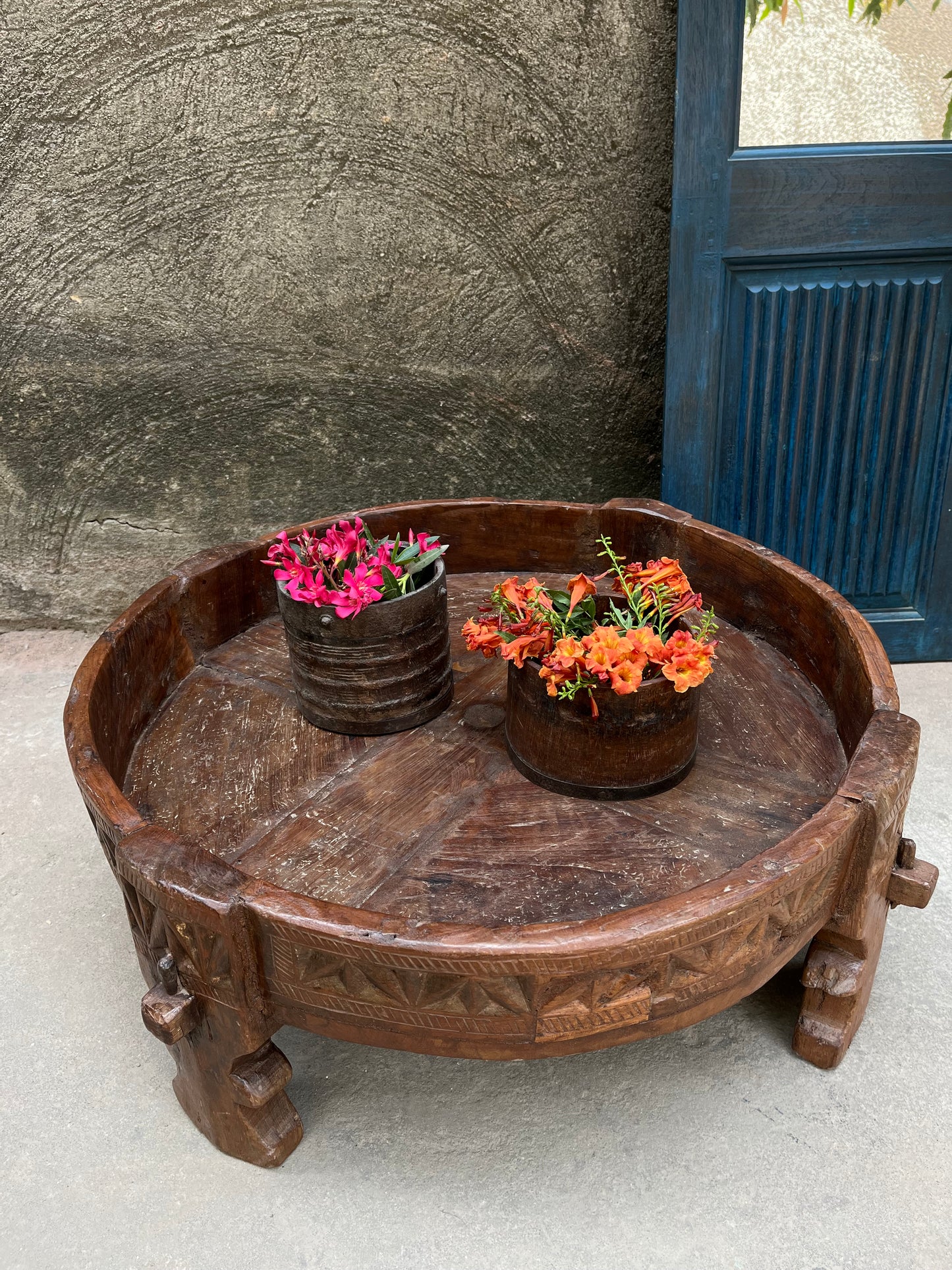 Old Wood Chakki Grinder