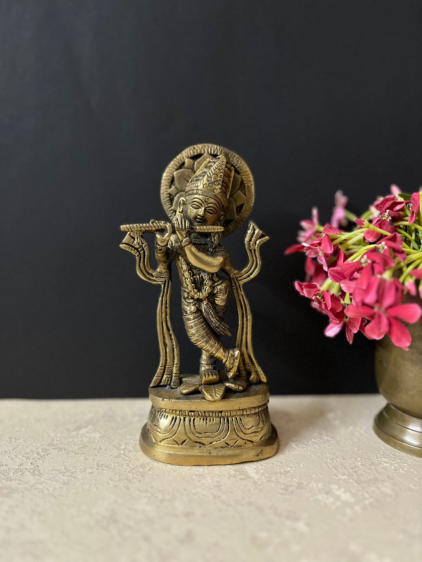 Brass Lord Divine Standing Krishna