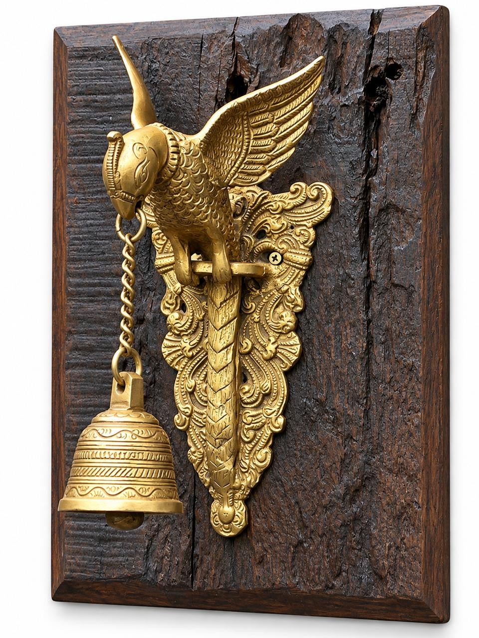 Wood Brass Parrot Bell 