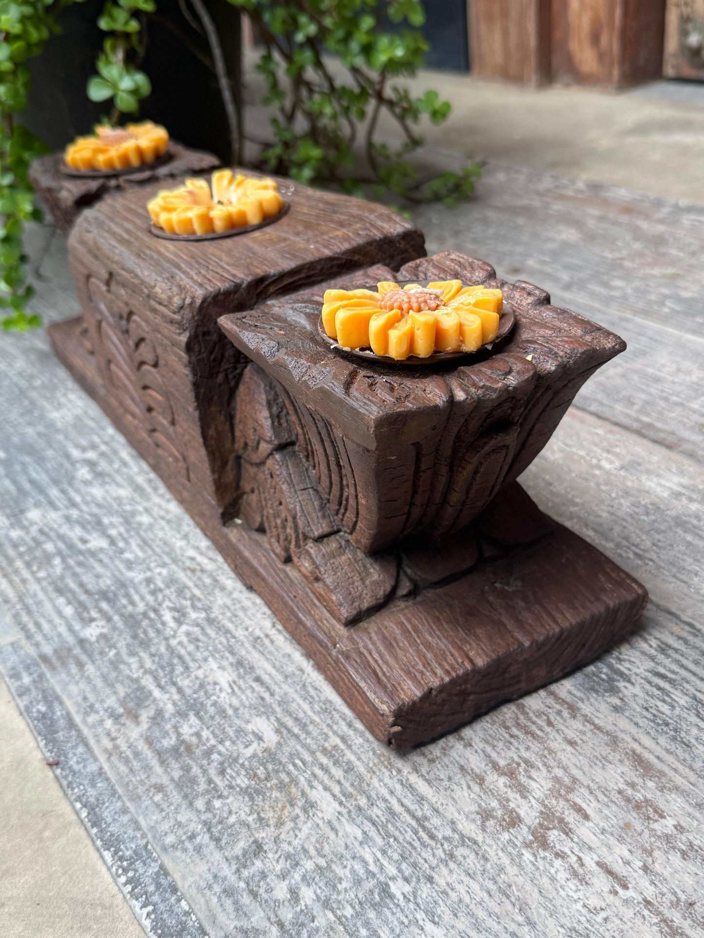 Old Hand Carved Bracket Candle Holder