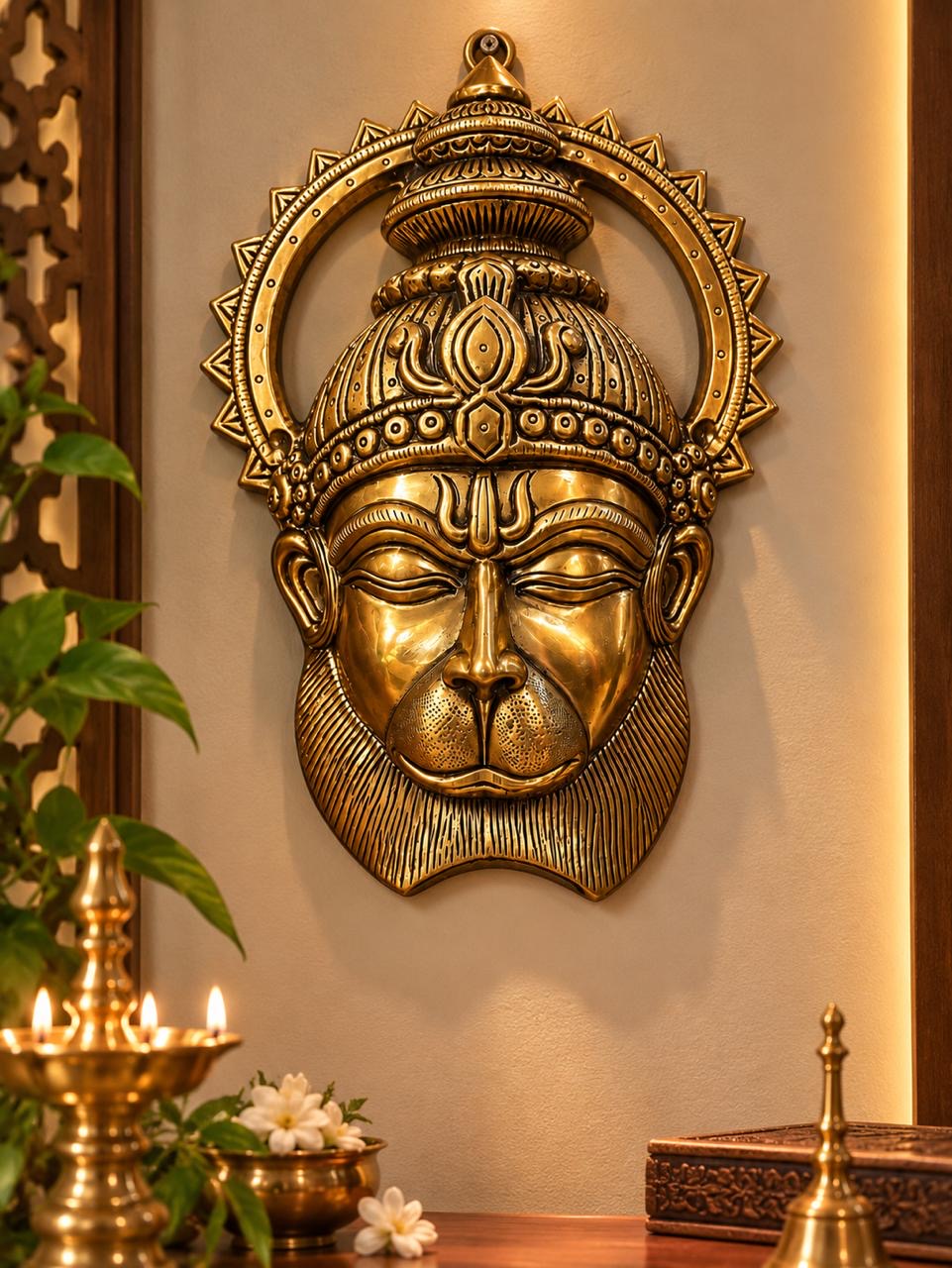 Brass Hanuman Wall Mask 