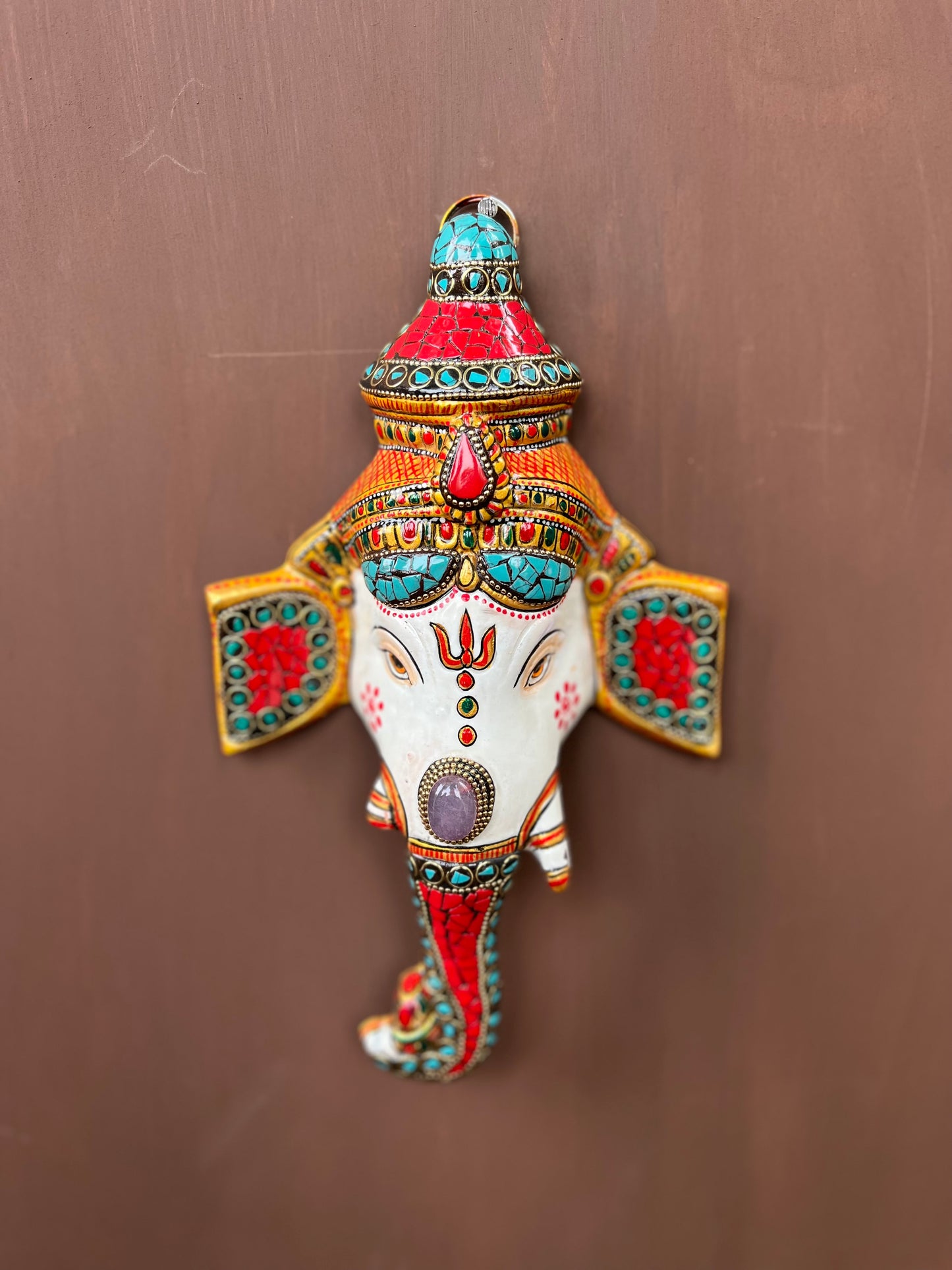 Metal Divine Stone Decorative Ganesha Mask