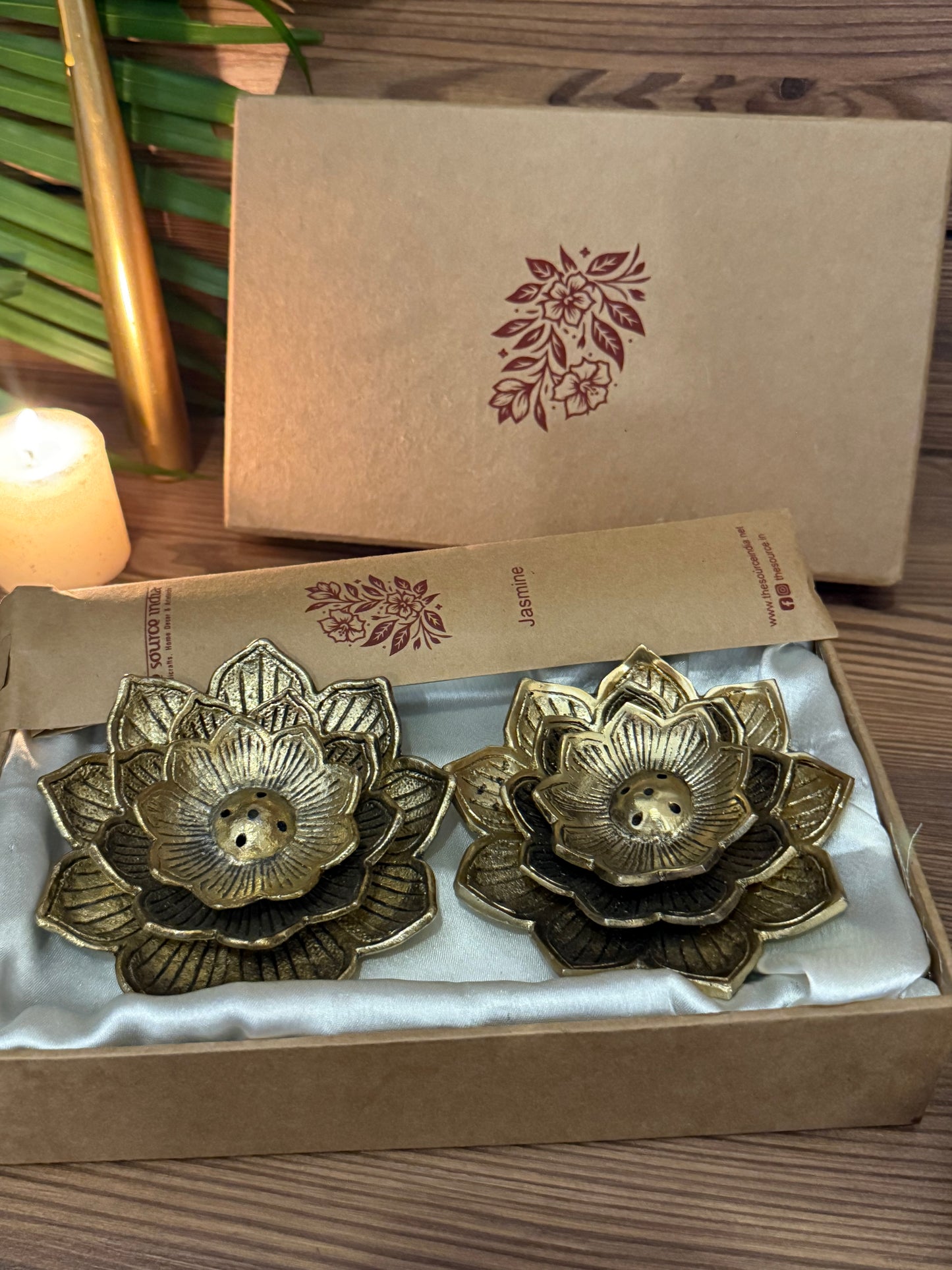 Metal Flower Incense Stand Set Of 2