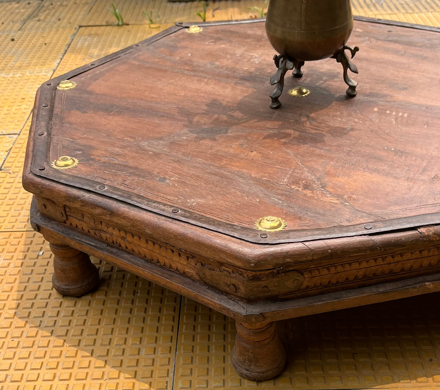 Vintage Wood Octangular Chowki