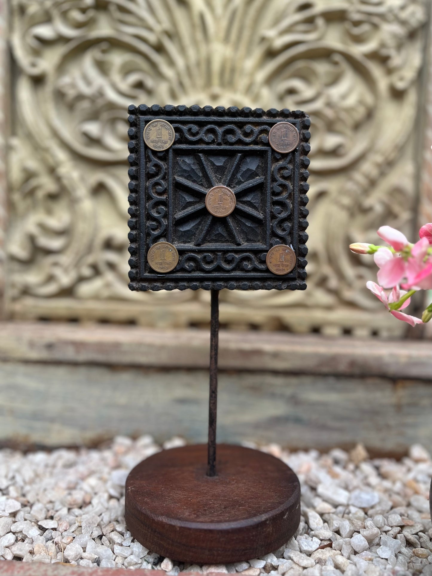 Wood Old Block Print Stand