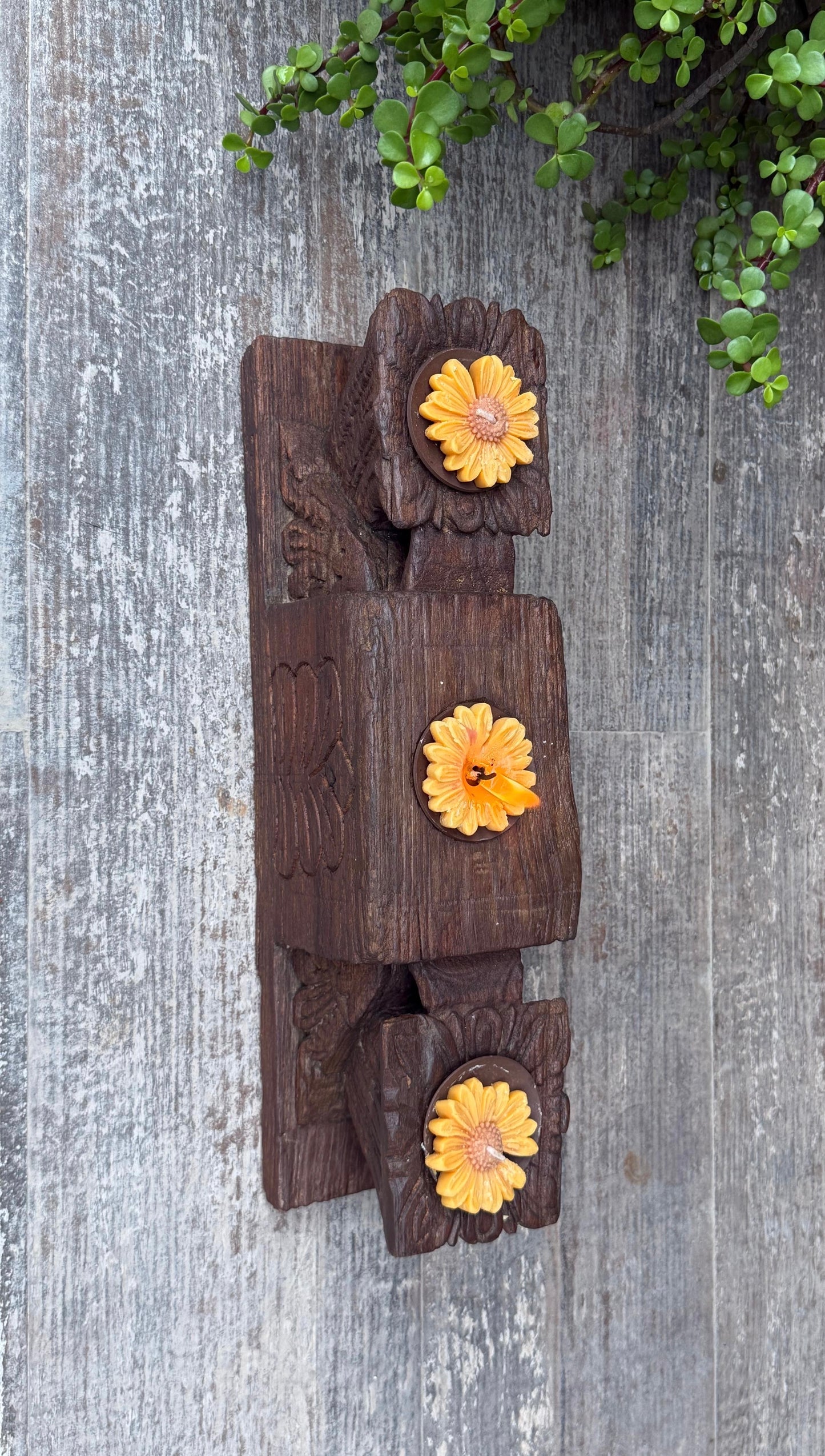 Old Hand Carved Bracket Candle Holder