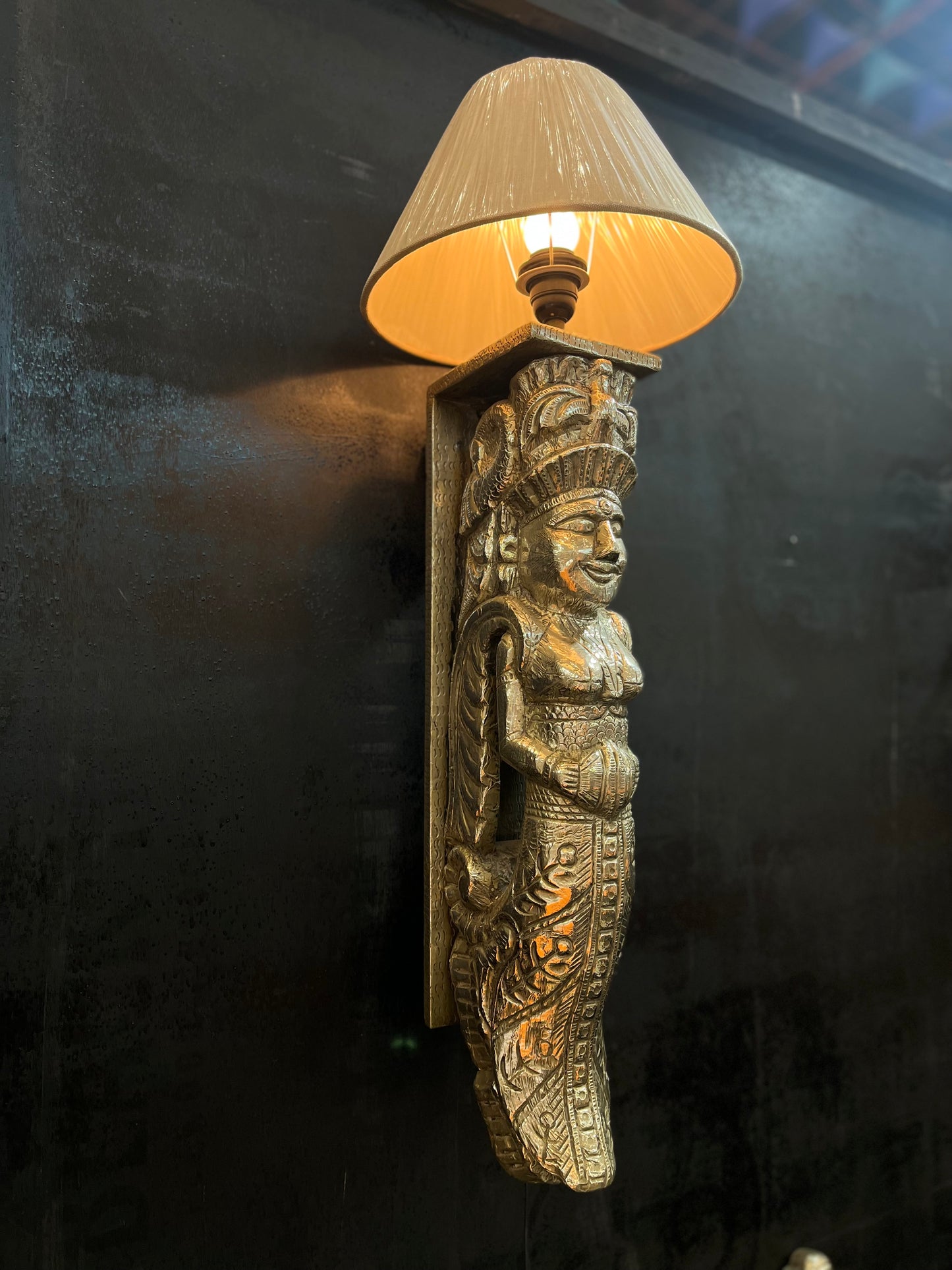 German Silver Old Angel Wall Lamp