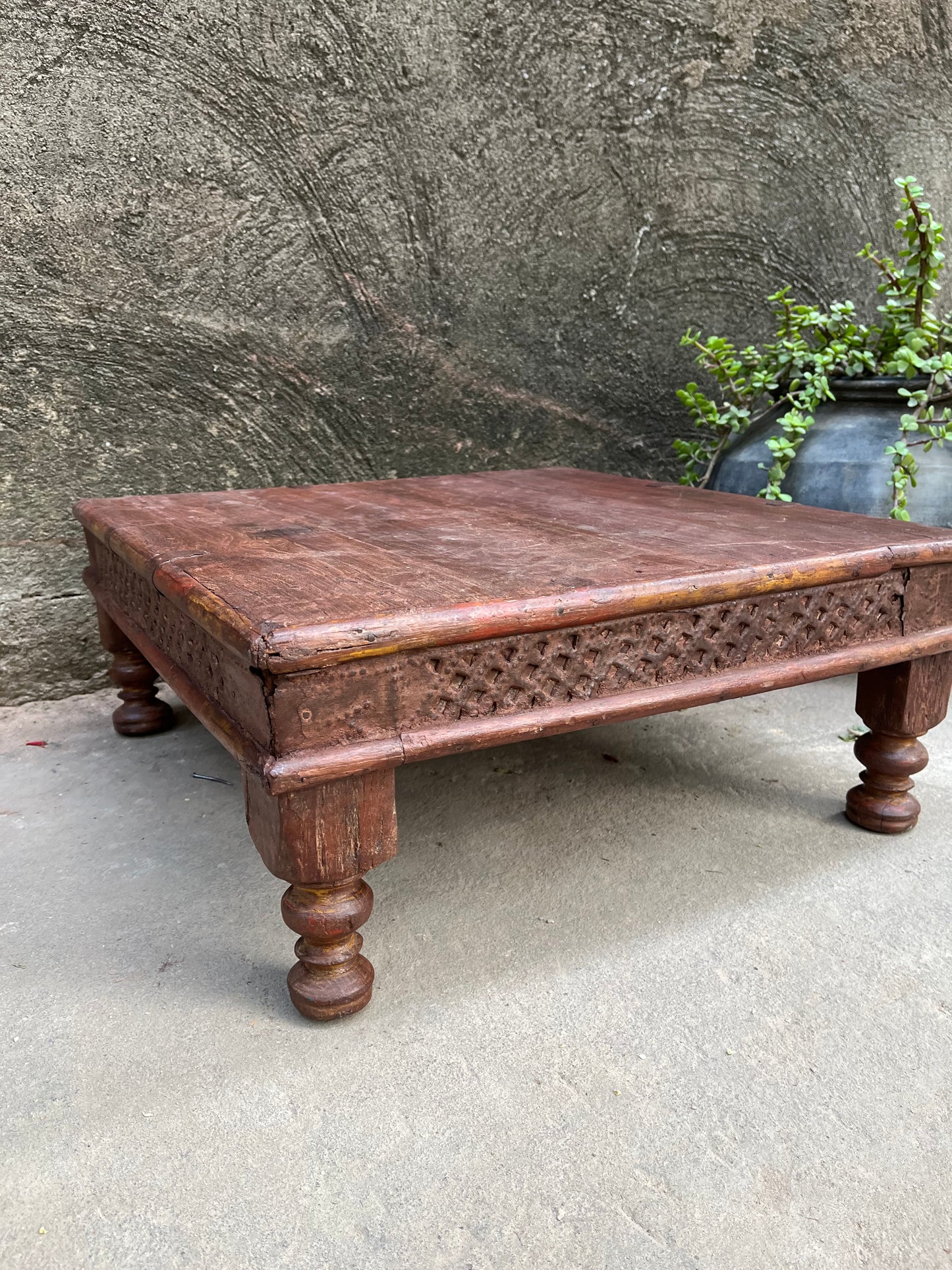 Old Teak Wood Square Chowki