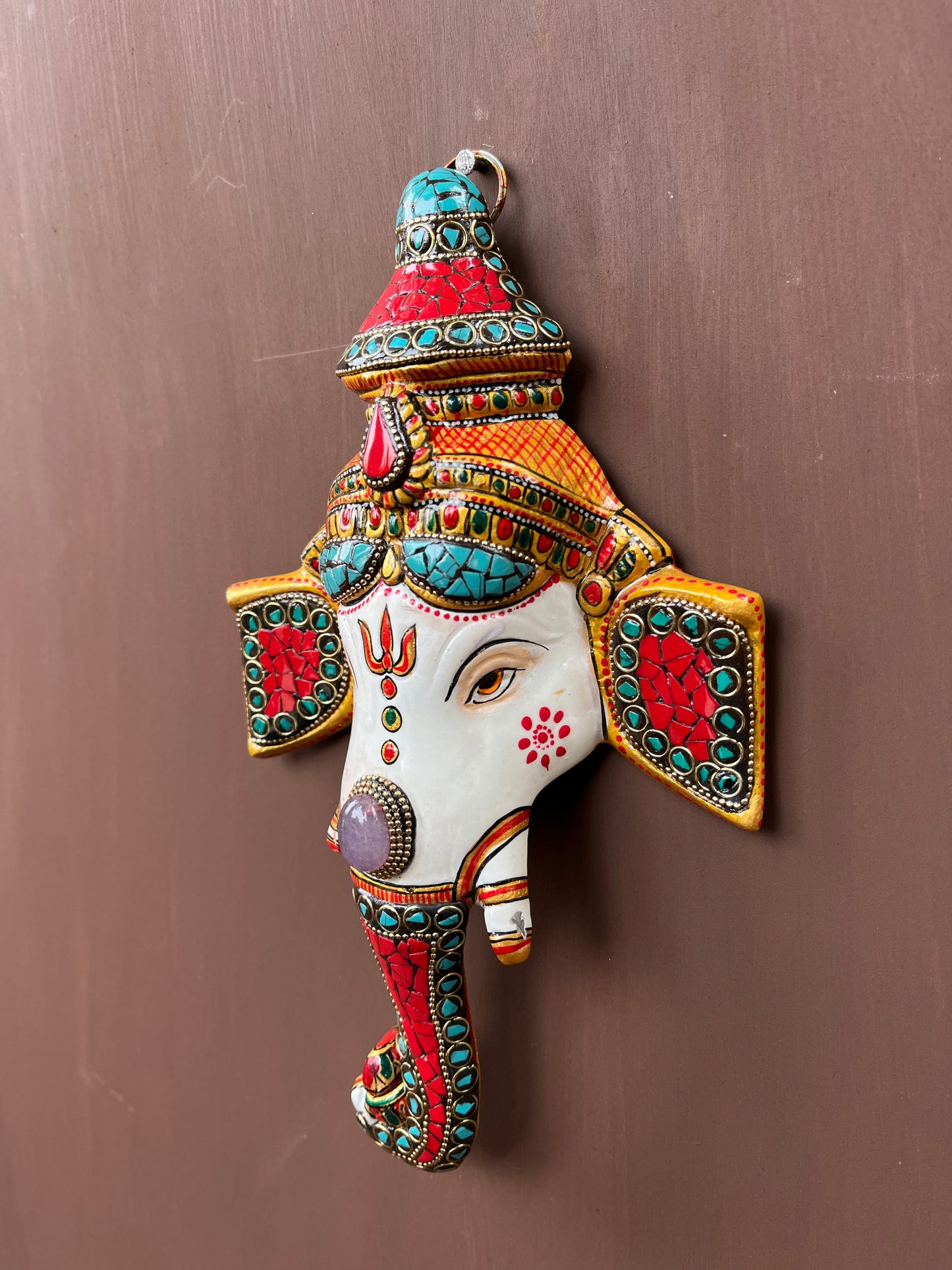 Metal Divine Stone Decorative Ganesha Mask